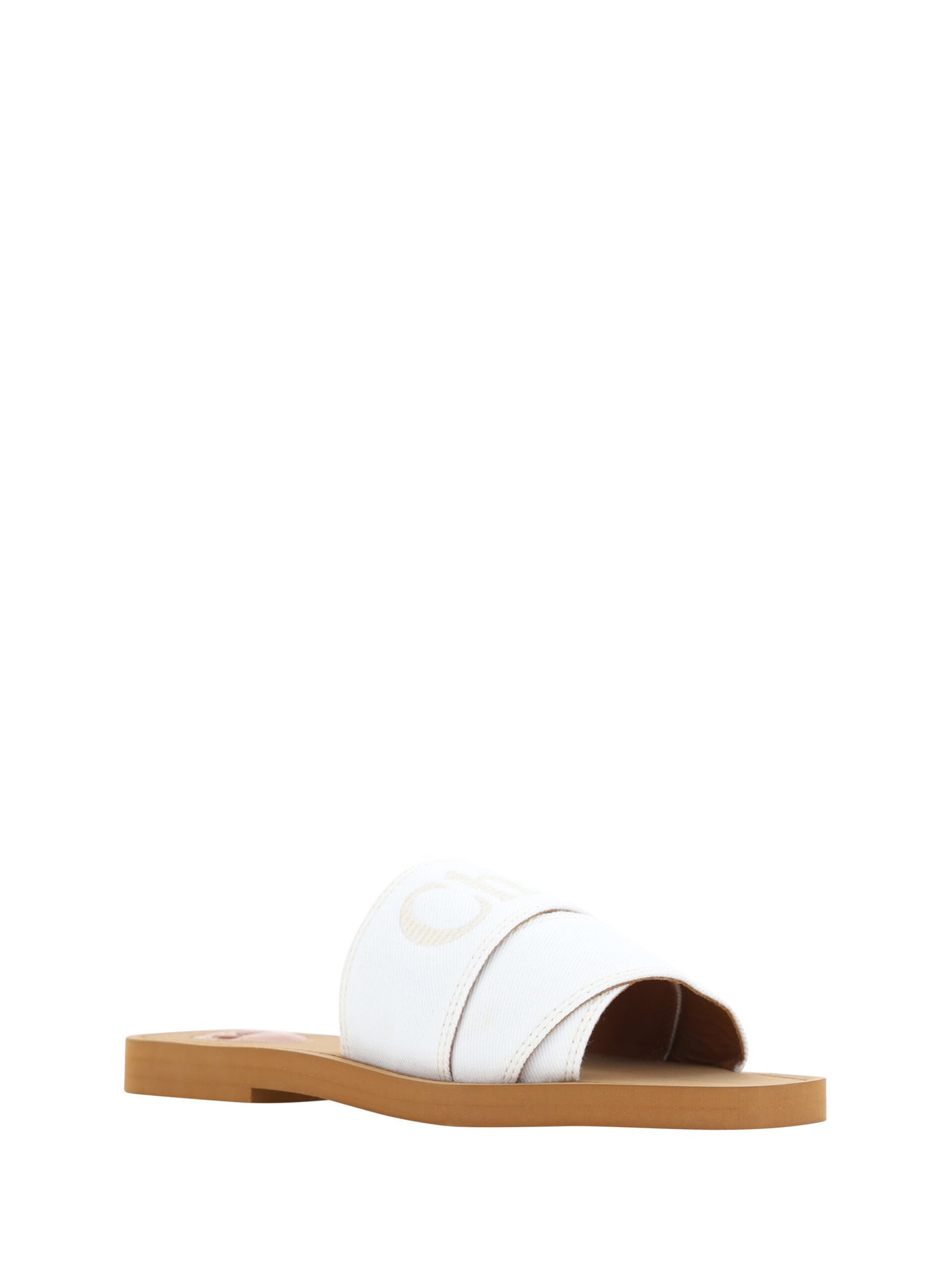 Elegant White Cotton Slide Sandals - GLAMHUB BOUTIQUE 