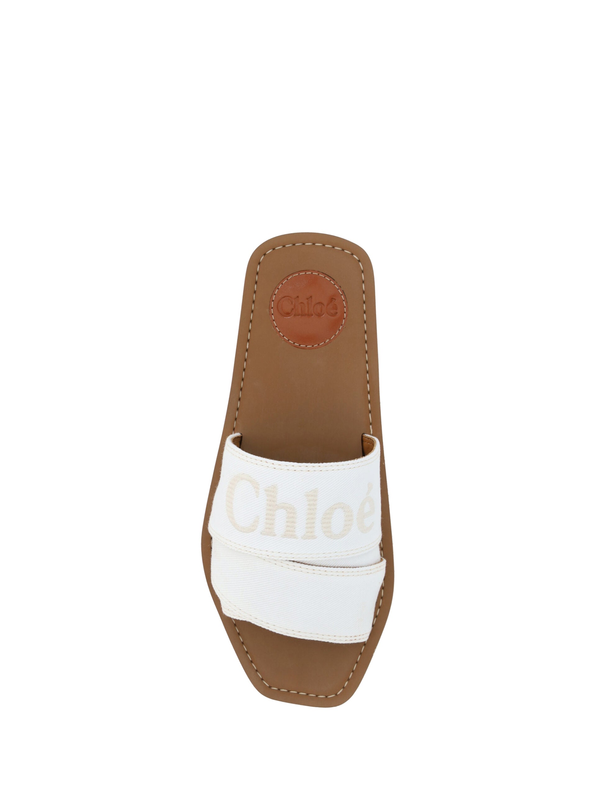 Elegant White Cotton Slide Sandals - GLAMHUB BOUTIQUE 