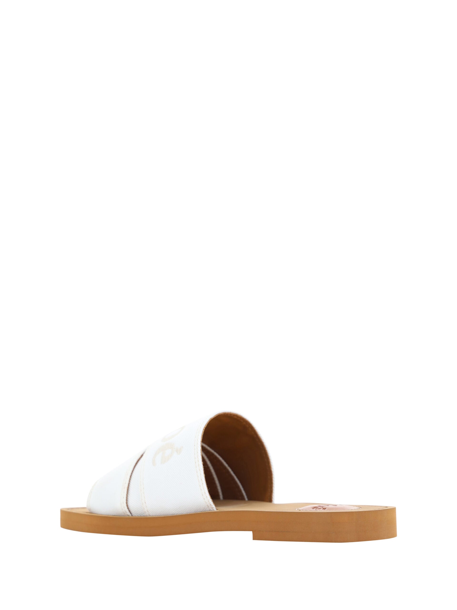 Elegant White Cotton Slide Sandals - GLAMHUB BOUTIQUE 