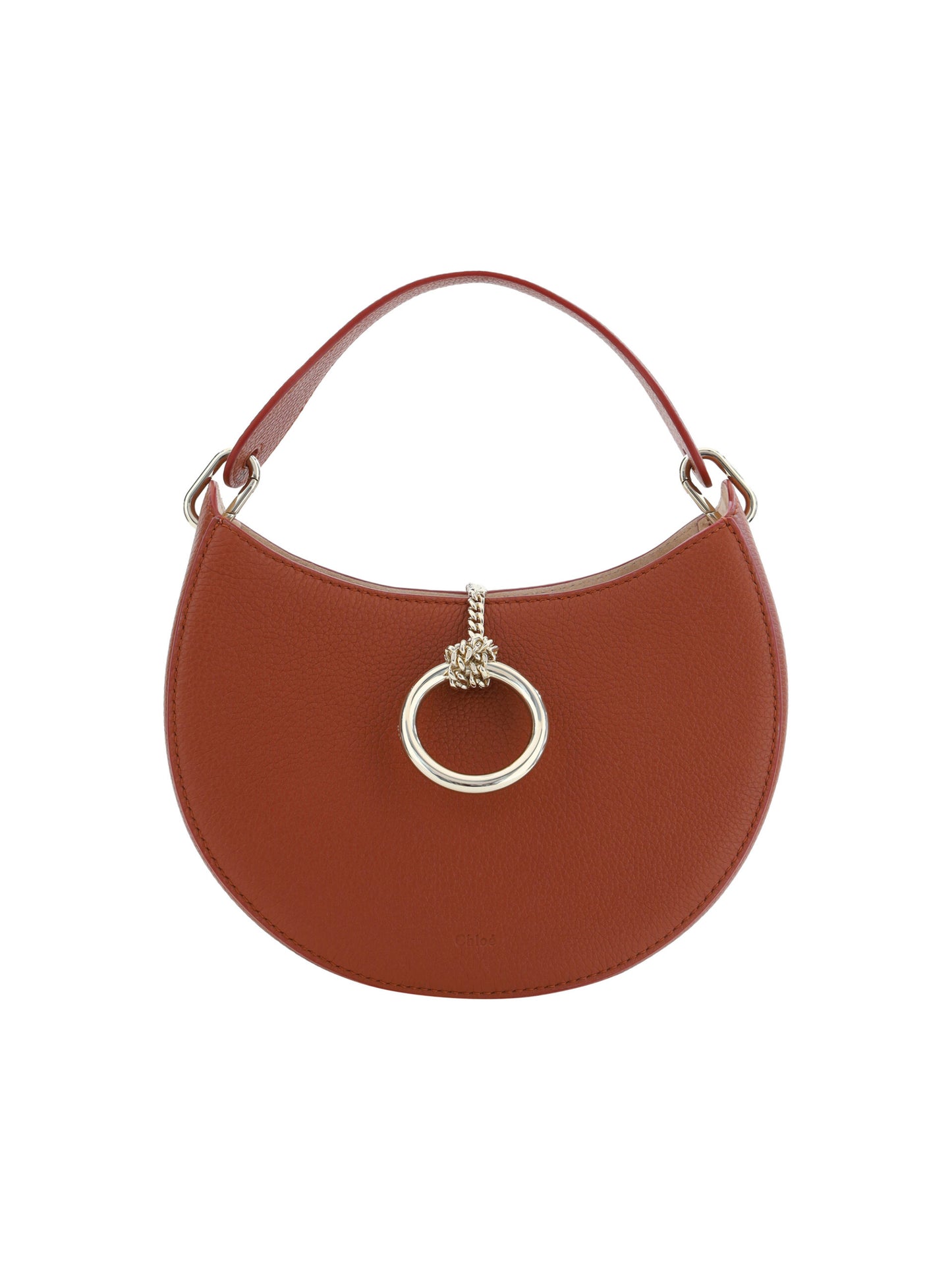 Sepia Brown Small Arlène Leather Shoulder Bag - GLAMHUB BOUTIQUE 