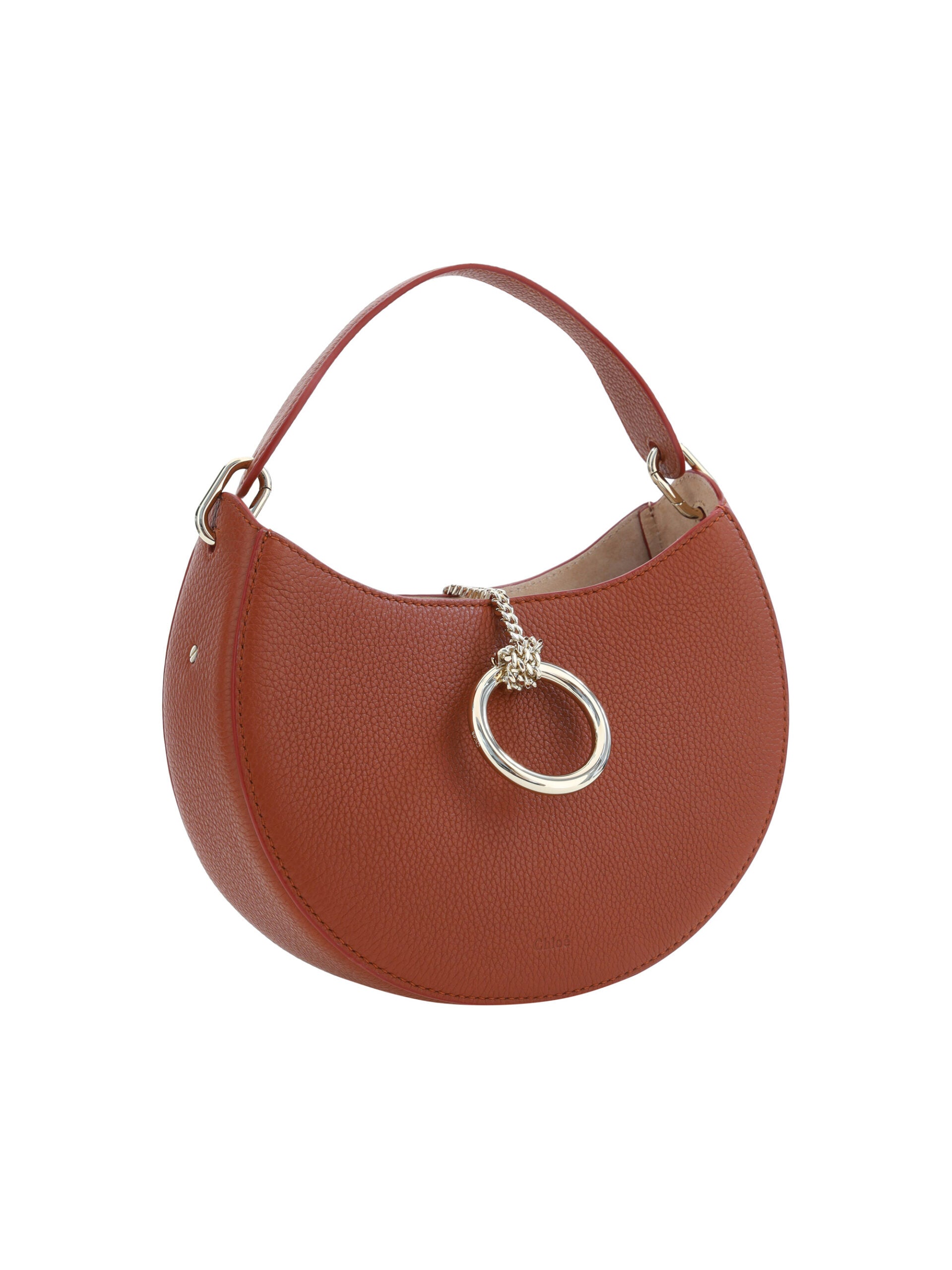 Sepia Brown Small Arlène Leather Shoulder Bag - GLAMHUB BOUTIQUE 