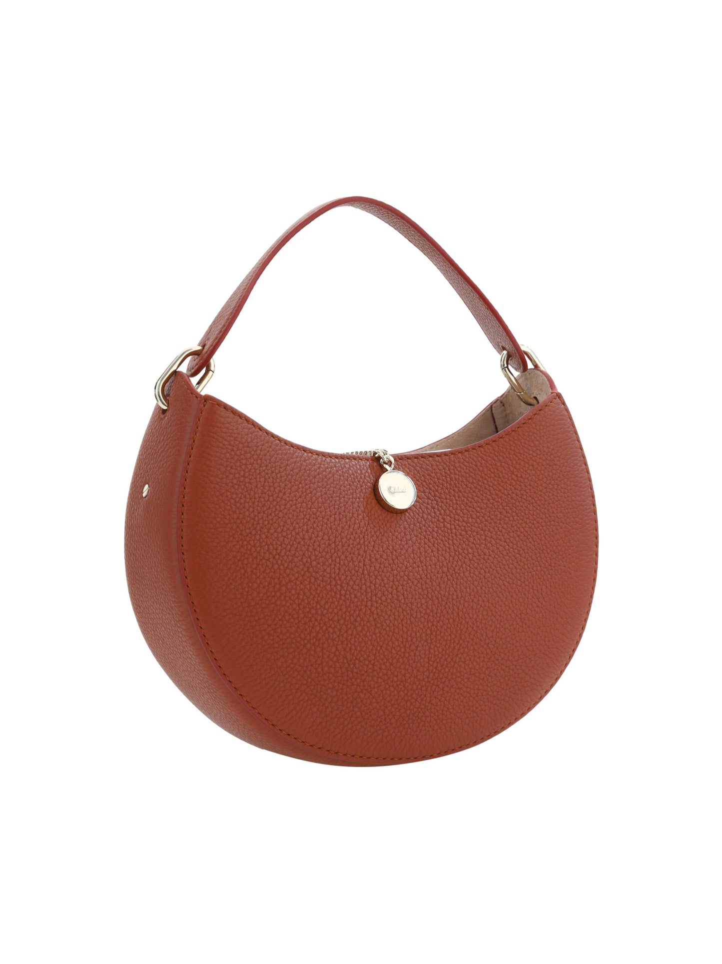 Sepia Brown Small Arlène Leather Shoulder Bag - GLAMHUB BOUTIQUE 