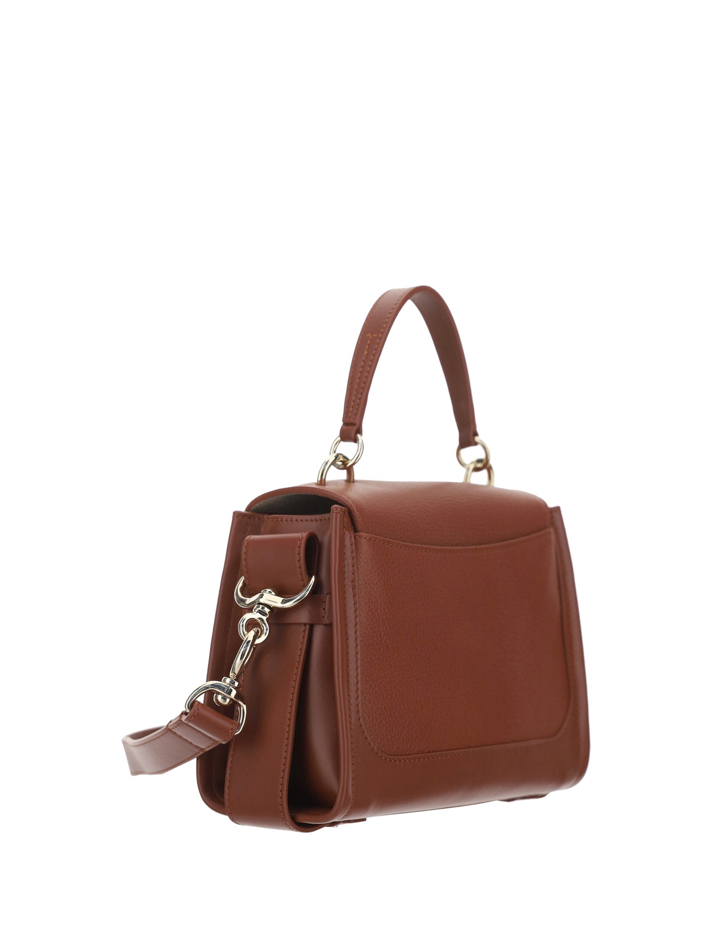 Elegant Sepia Brown Calfskin Shoulder Handbag - GLAMHUB BOUTIQUE 