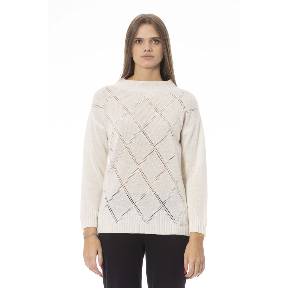 Beige Wool Women Sweater - GlamHub Luxury and Icon Brand Clothing