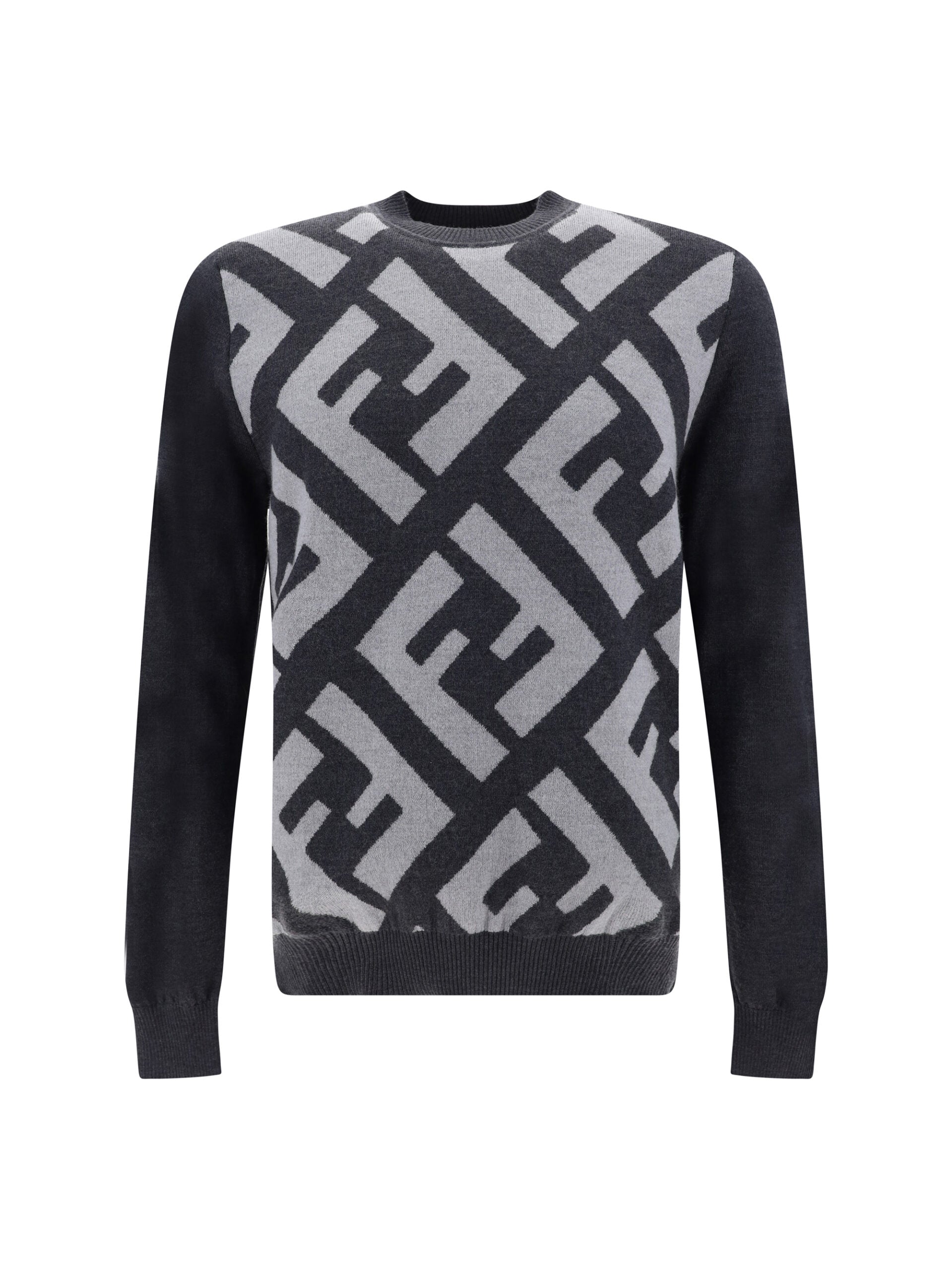 Chic Grey Wool Iconic Logo Sweater - GLAMHUB BOUTIQUE 