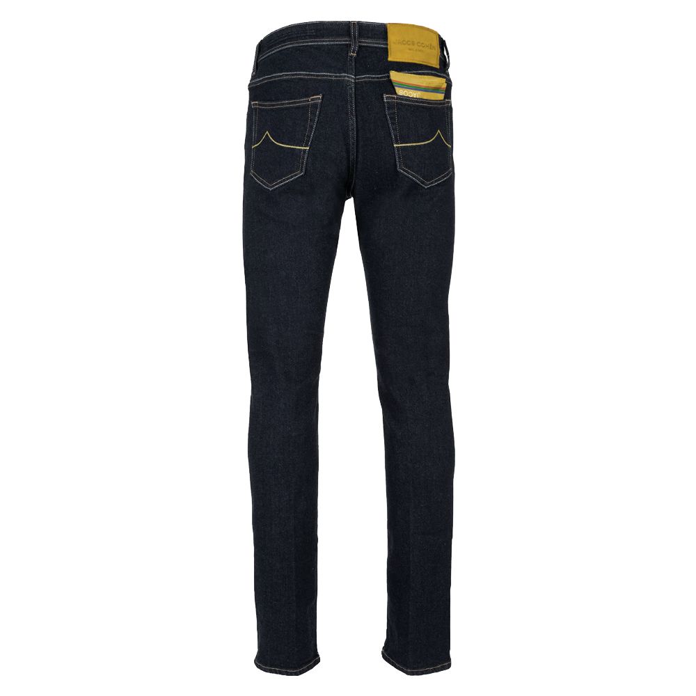 Elegant Slim Fit Dark Blue Designer Jeans - GlamHub Luxury and Icon Brand Clothing