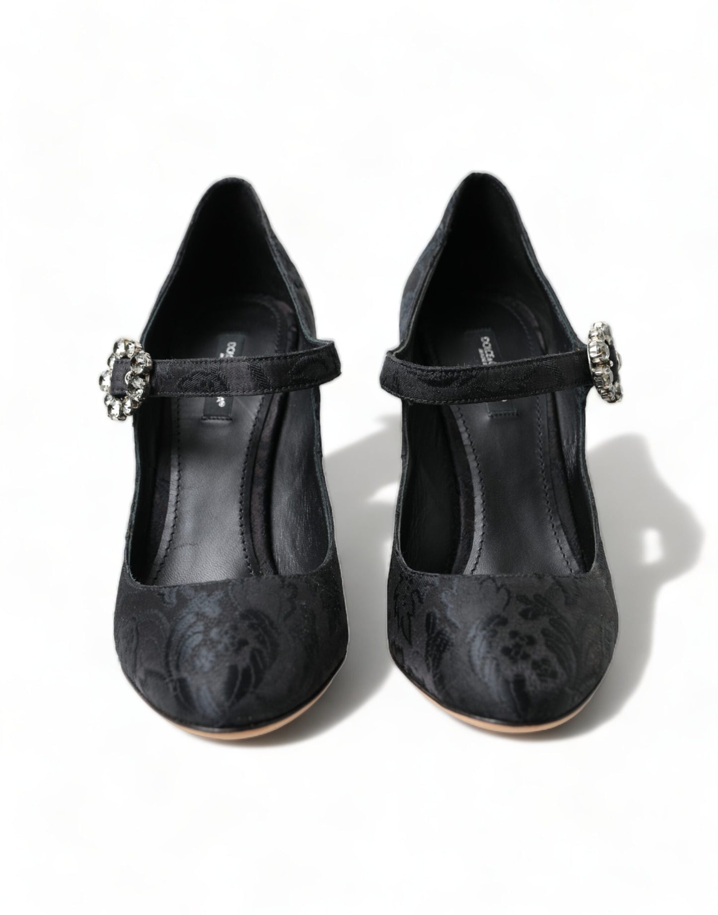 Schicke schwarze Mary Janes Pumps aus Brokat