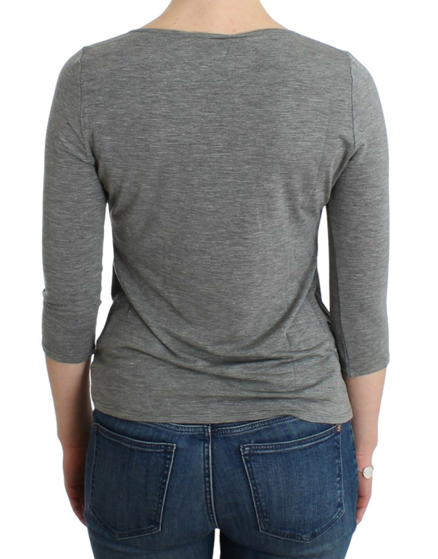 Elegant Gray Cashmere-Blend Jumper - GLAMHUB BOUTIQUE 