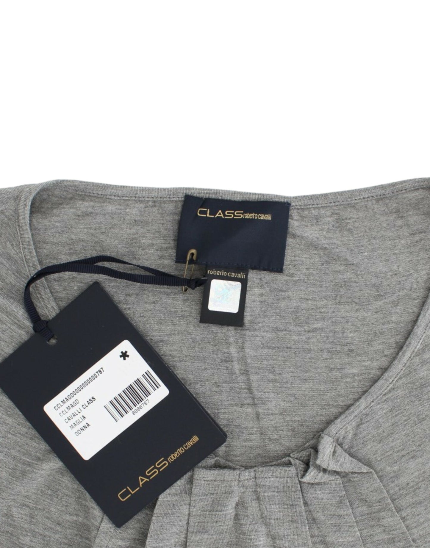 Elegant Gray Cashmere-Blend Jumper - GLAMHUB BOUTIQUE 