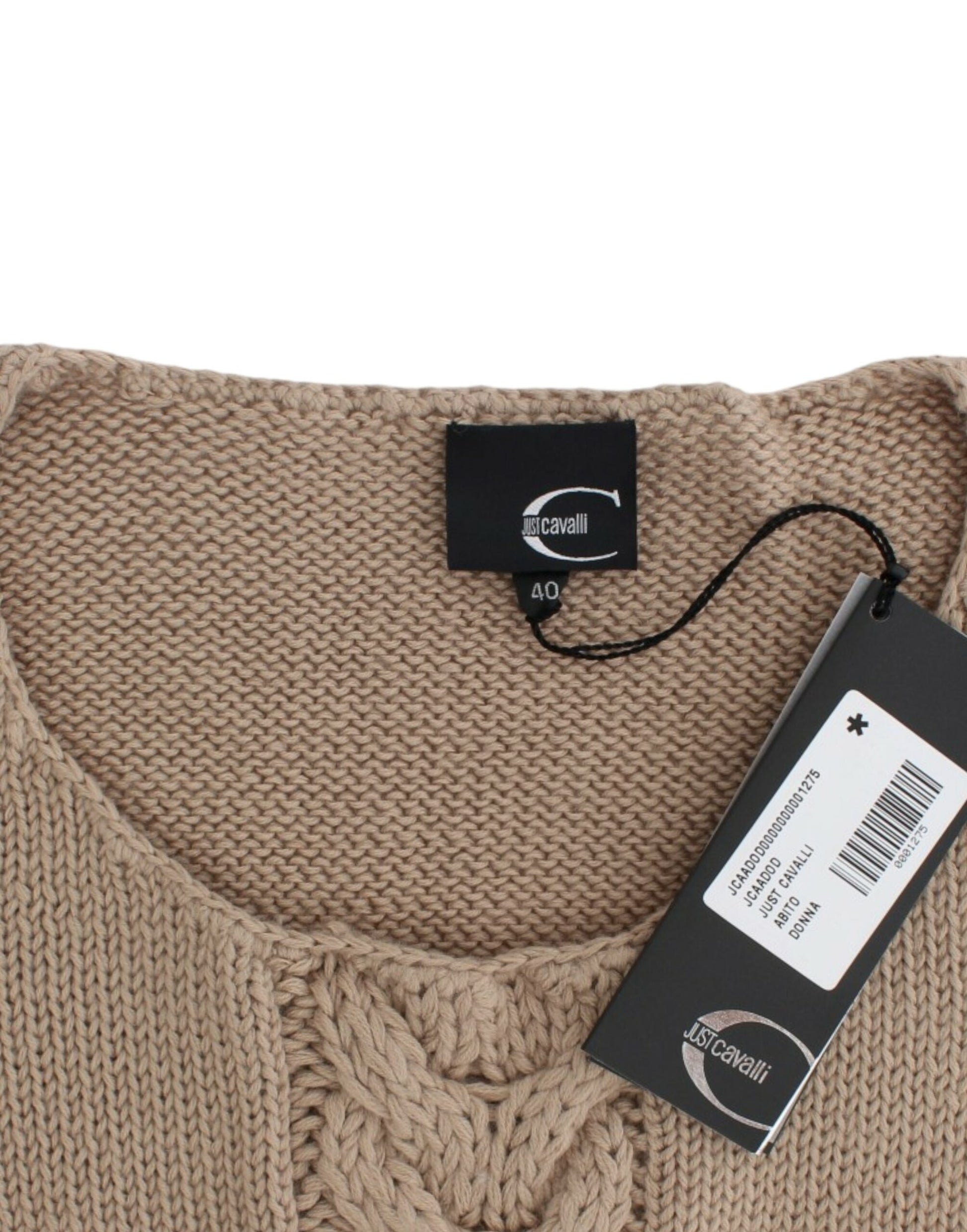 Elegant Beige Knitted Crew Neck Sweater - GLAMHUB BOUTIQUE 