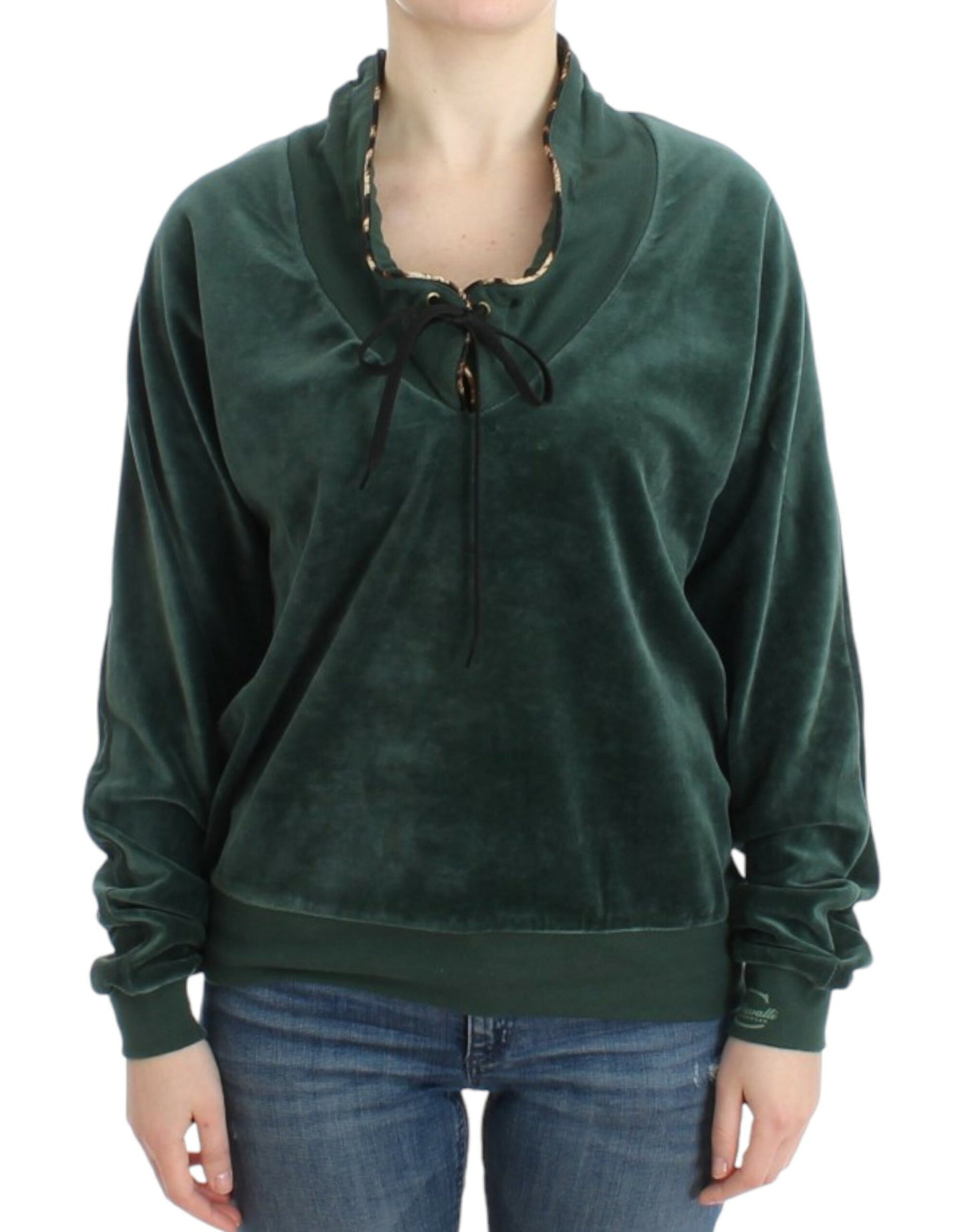 Elegant Green Mock Sweater with Rhinestone Detail - GLAMHUB BOUTIQUE 