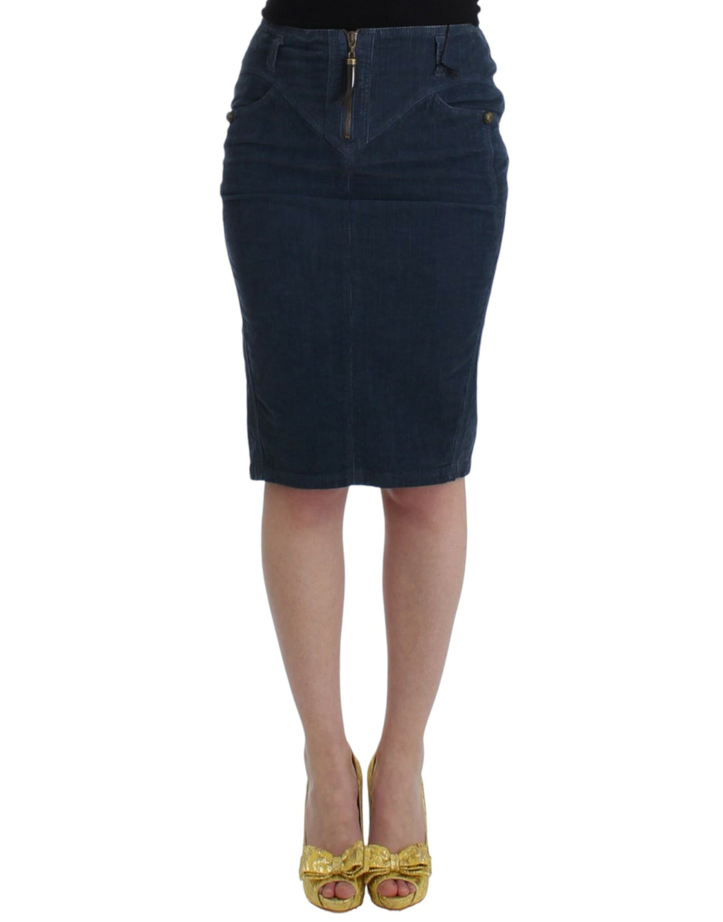 Elegant Blue Pencil Skirt - GLAMHUB BOUTIQUE 