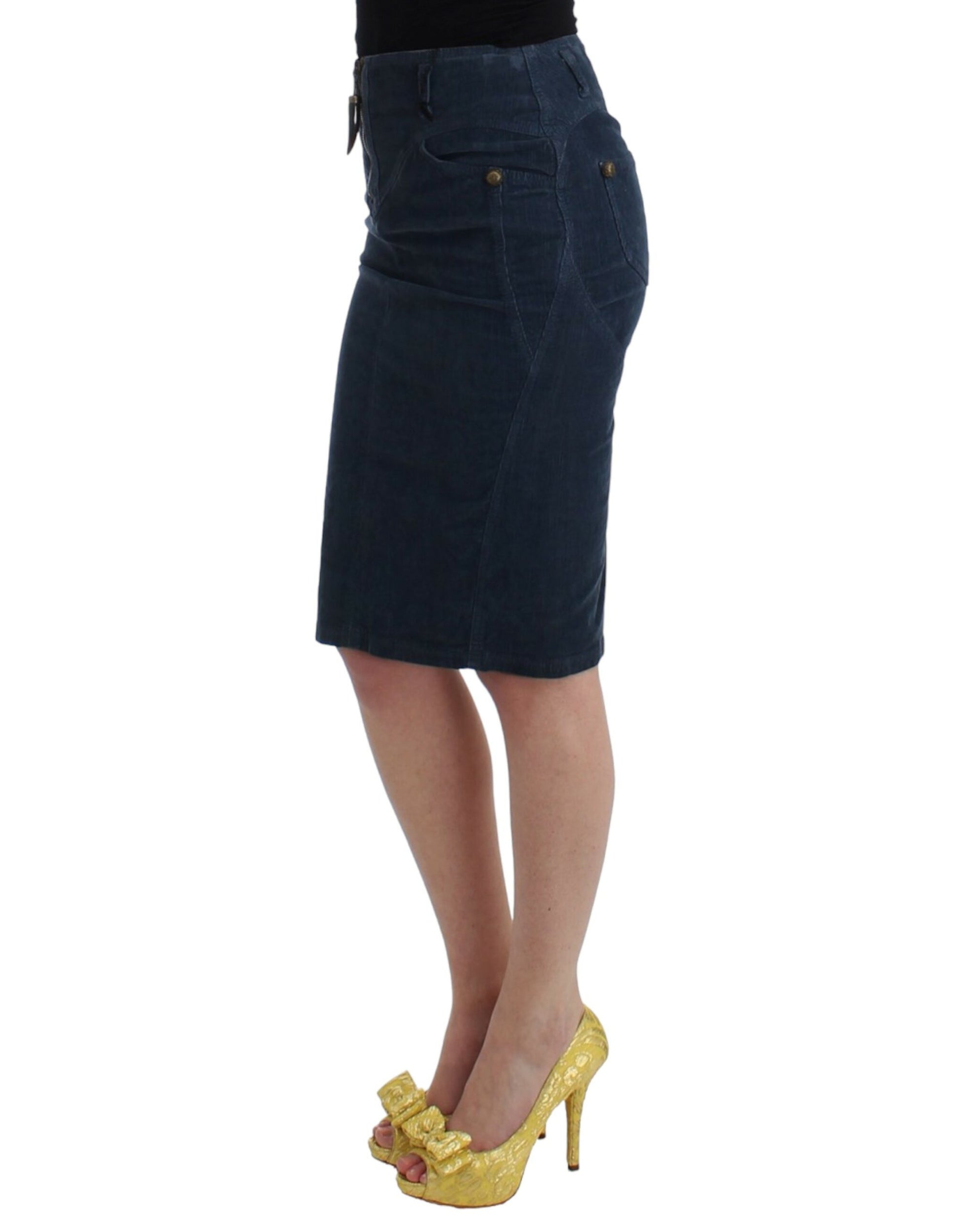 Elegant Blue Pencil Skirt - GLAMHUB BOUTIQUE 