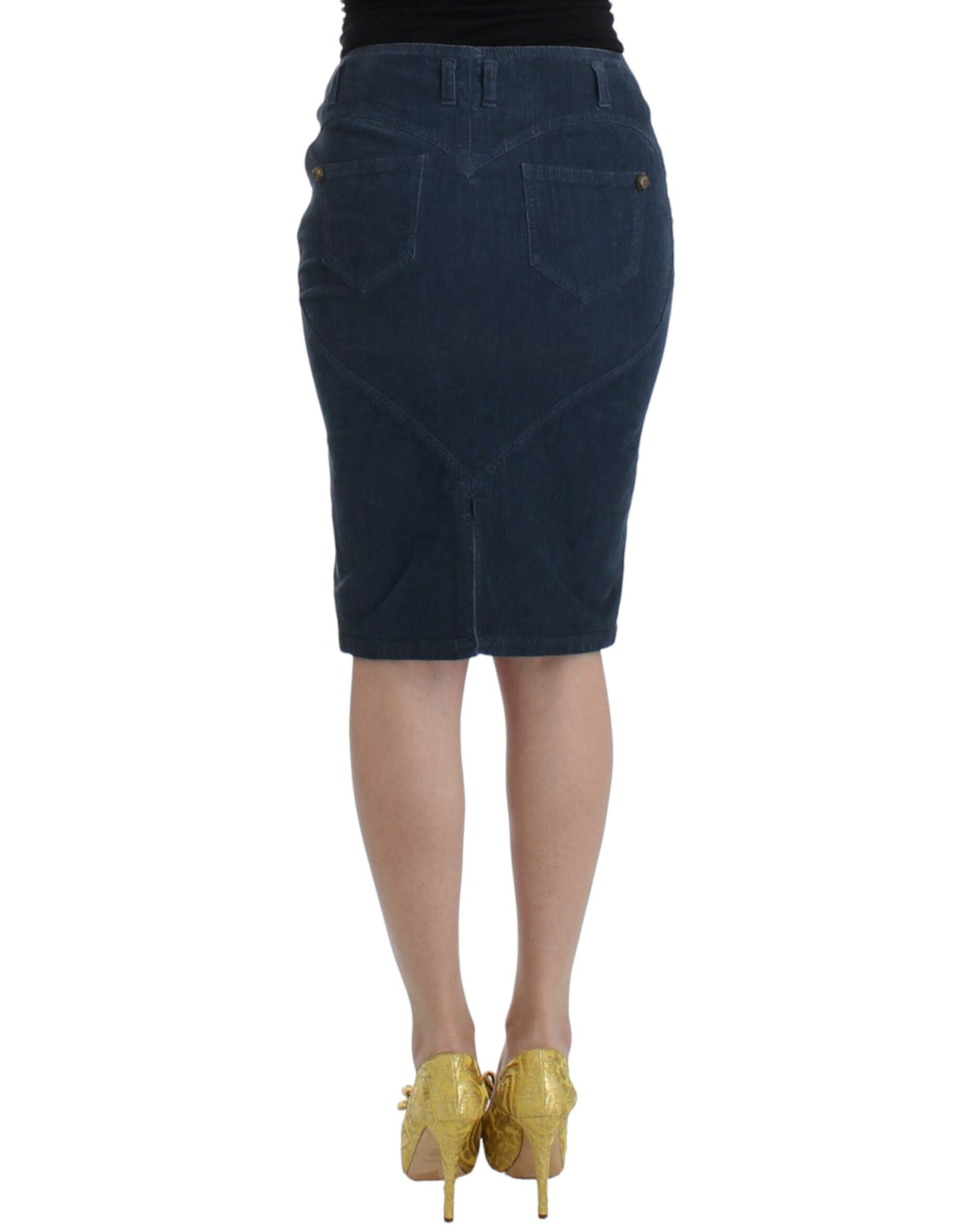 Elegant Blue Pencil Skirt - GLAMHUB BOUTIQUE 