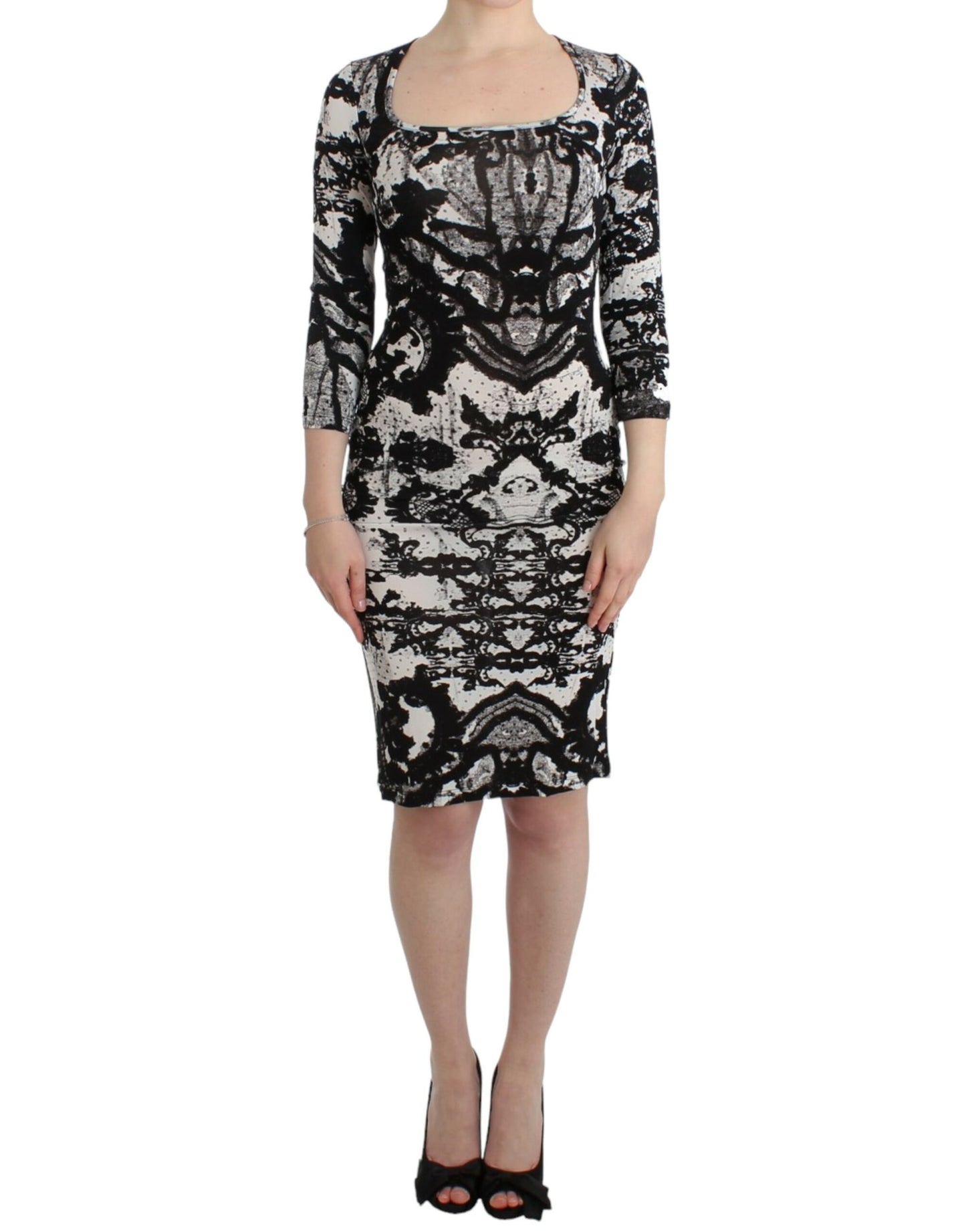 Elegant Printed Jersey Sheath Dress - GLAMHUB BOUTIQUE 