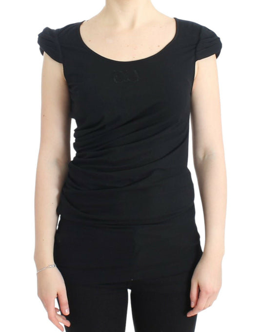 Elegant Cap Sleeve Black Top - GLAMHUB BOUTIQUE 