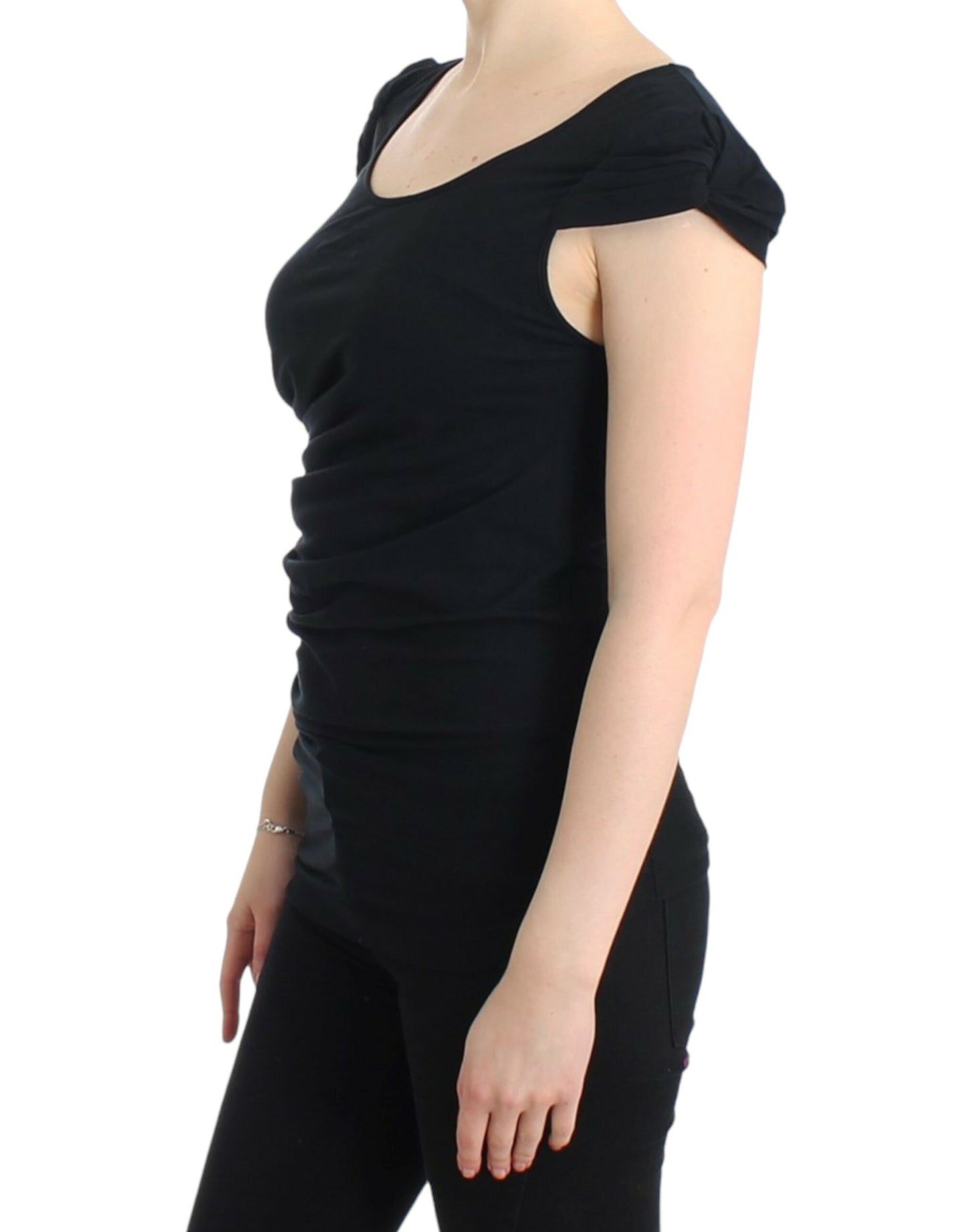 Elegant Cap Sleeve Black Top - GLAMHUB BOUTIQUE 