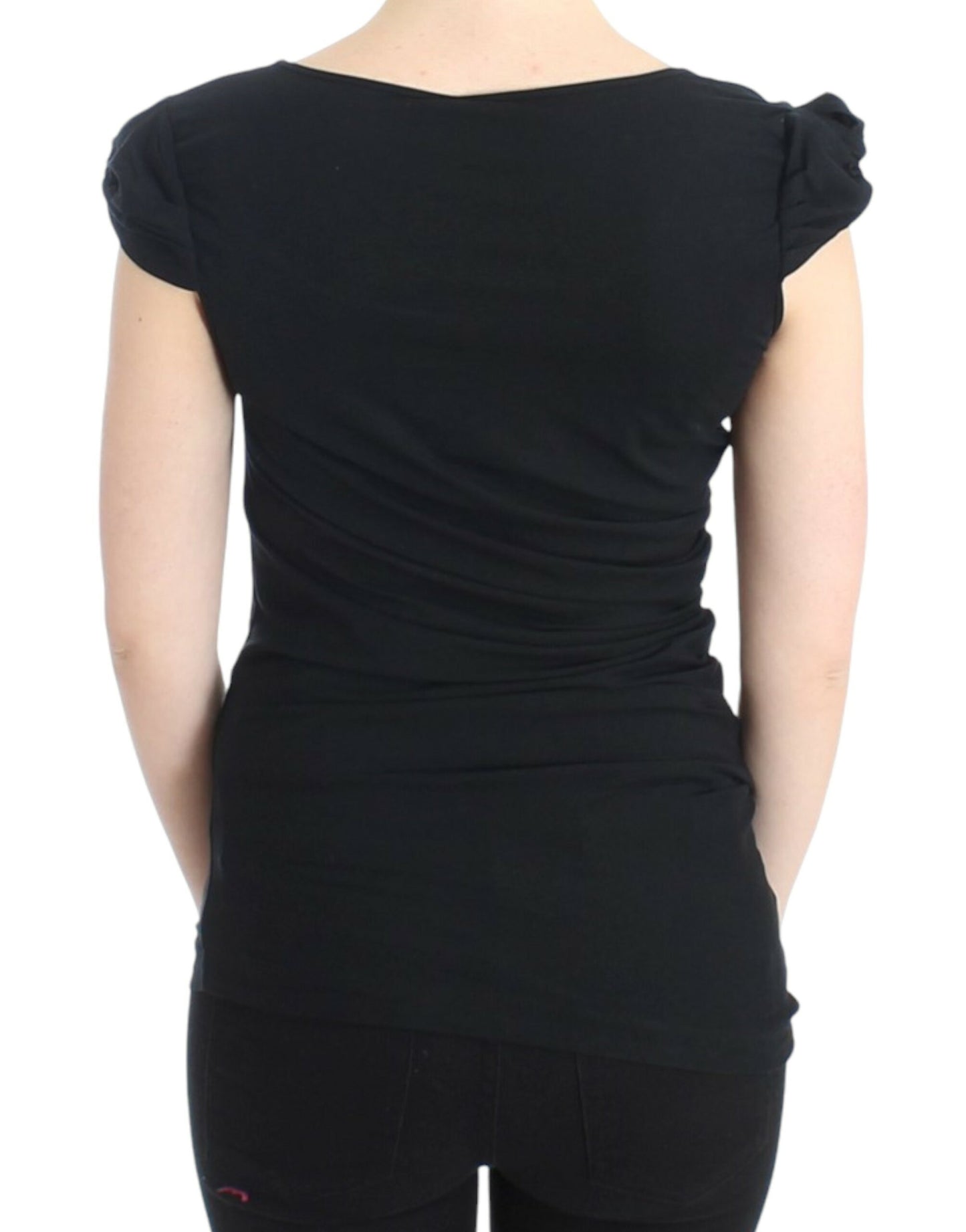 Elegant Cap Sleeve Black Top - GLAMHUB BOUTIQUE 