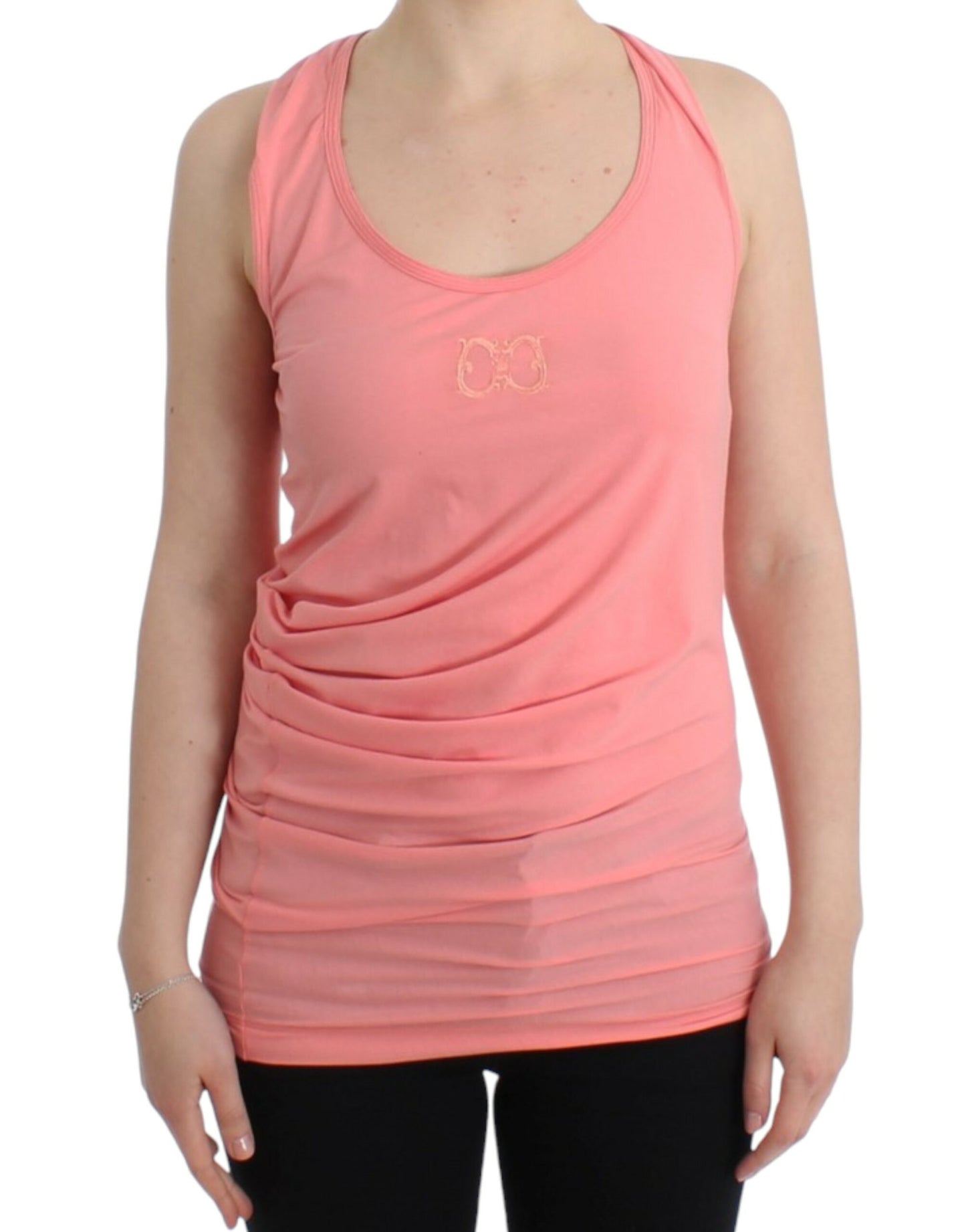 Chic Pink Cotton Blend Tank Top - GLAMHUB BOUTIQUE 