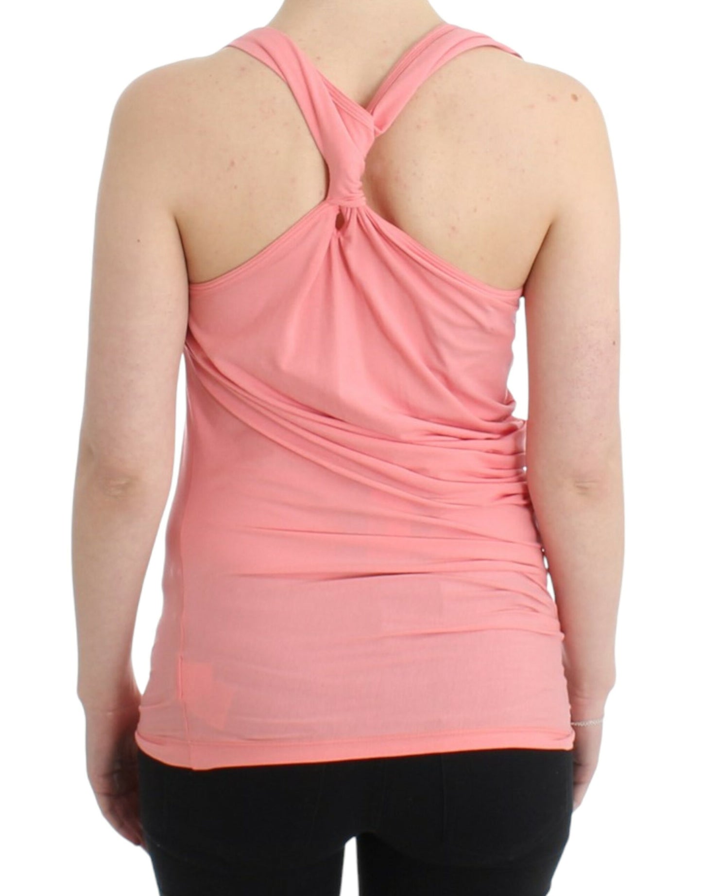 Chic Pink Cotton Blend Tank Top - GLAMHUB BOUTIQUE 