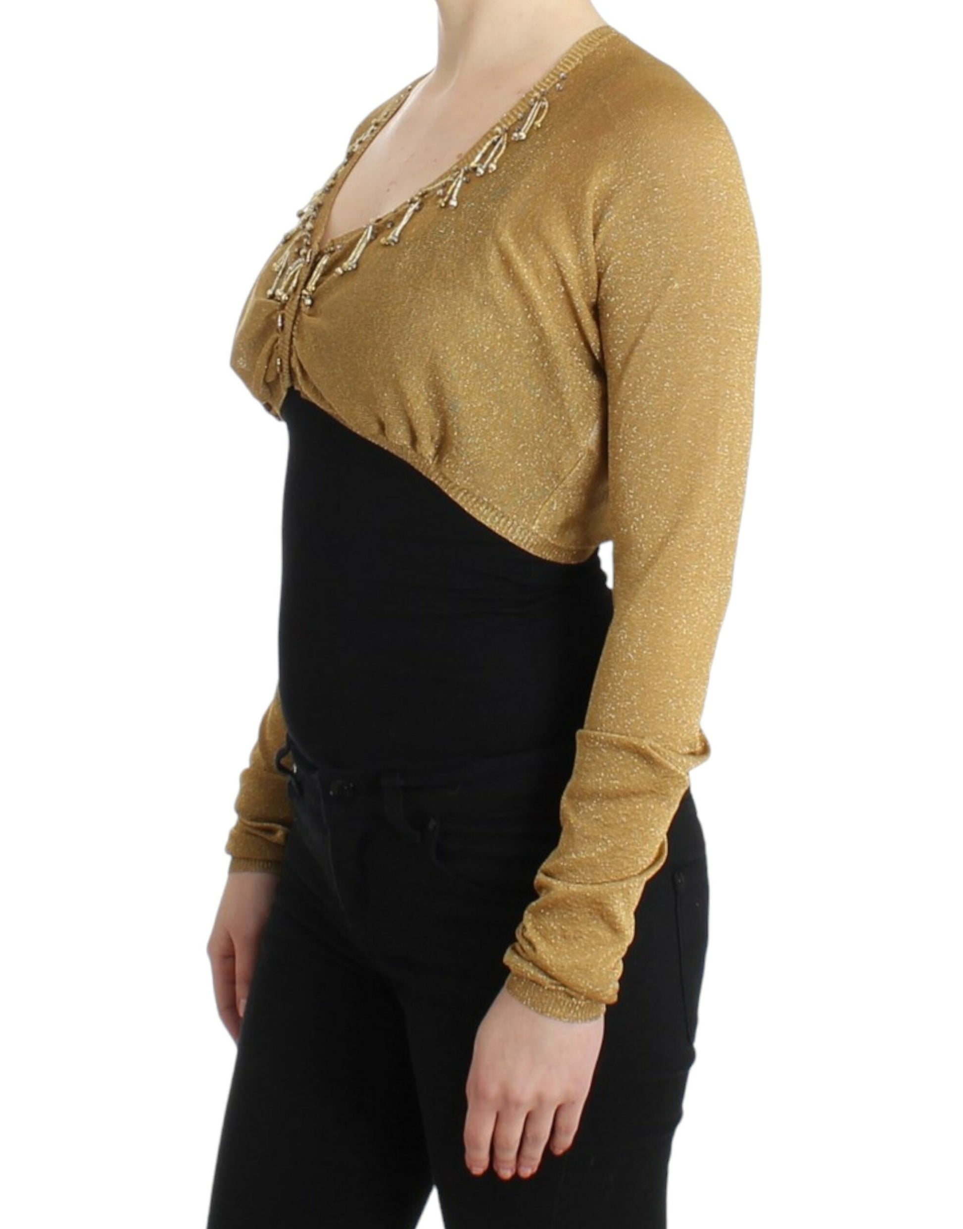 Embellished Gold Shimmer Shrug - GLAMHUB BOUTIQUE 