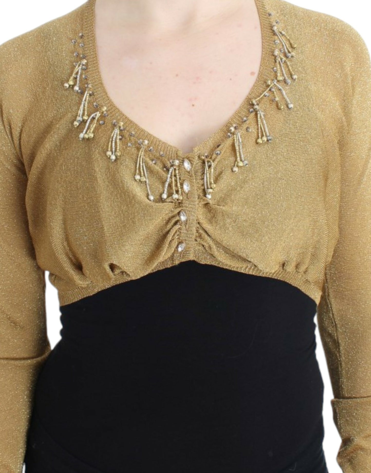 Embellished Gold Shimmer Shrug - GLAMHUB BOUTIQUE 