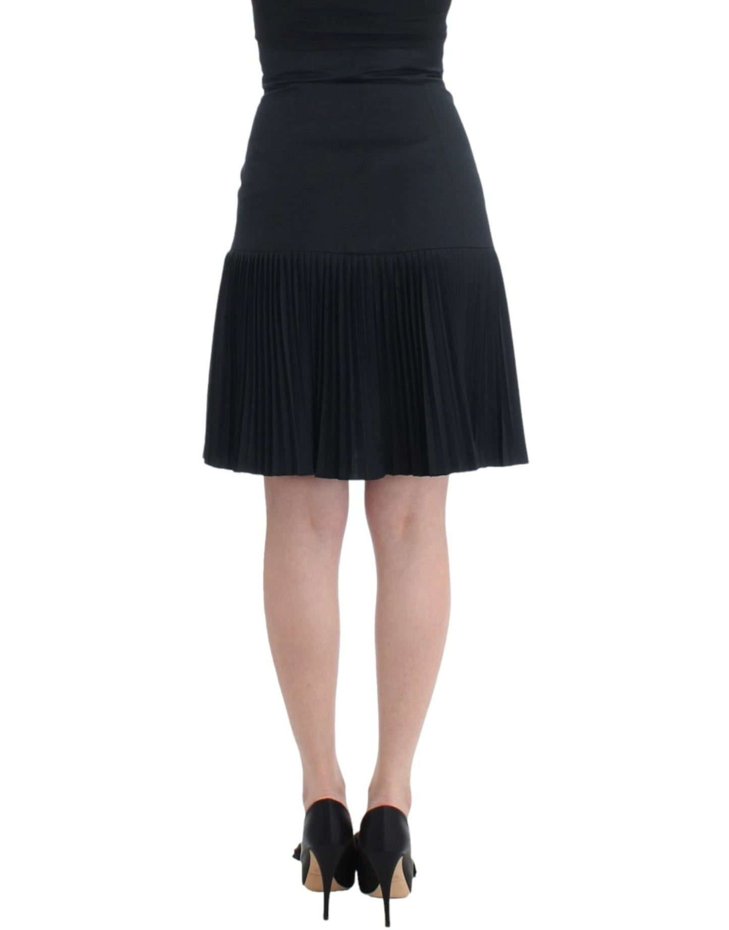 Elegant Black Pleated Lace A-Line Skirt - GLAMHUB BOUTIQUE 