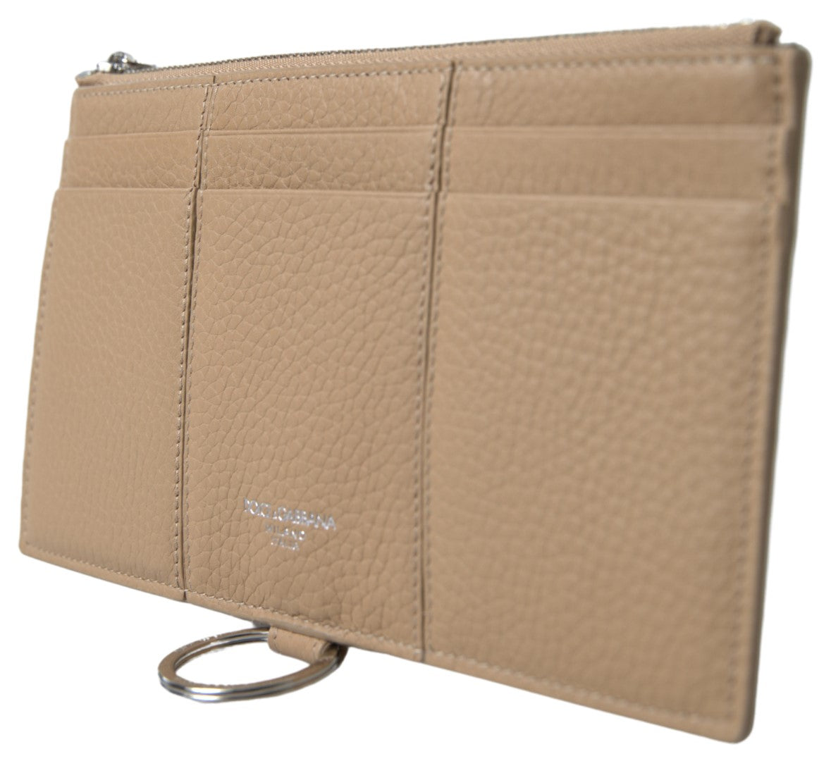 Elegante beige Lederbrieftasche mit abnehmbarem Riemen