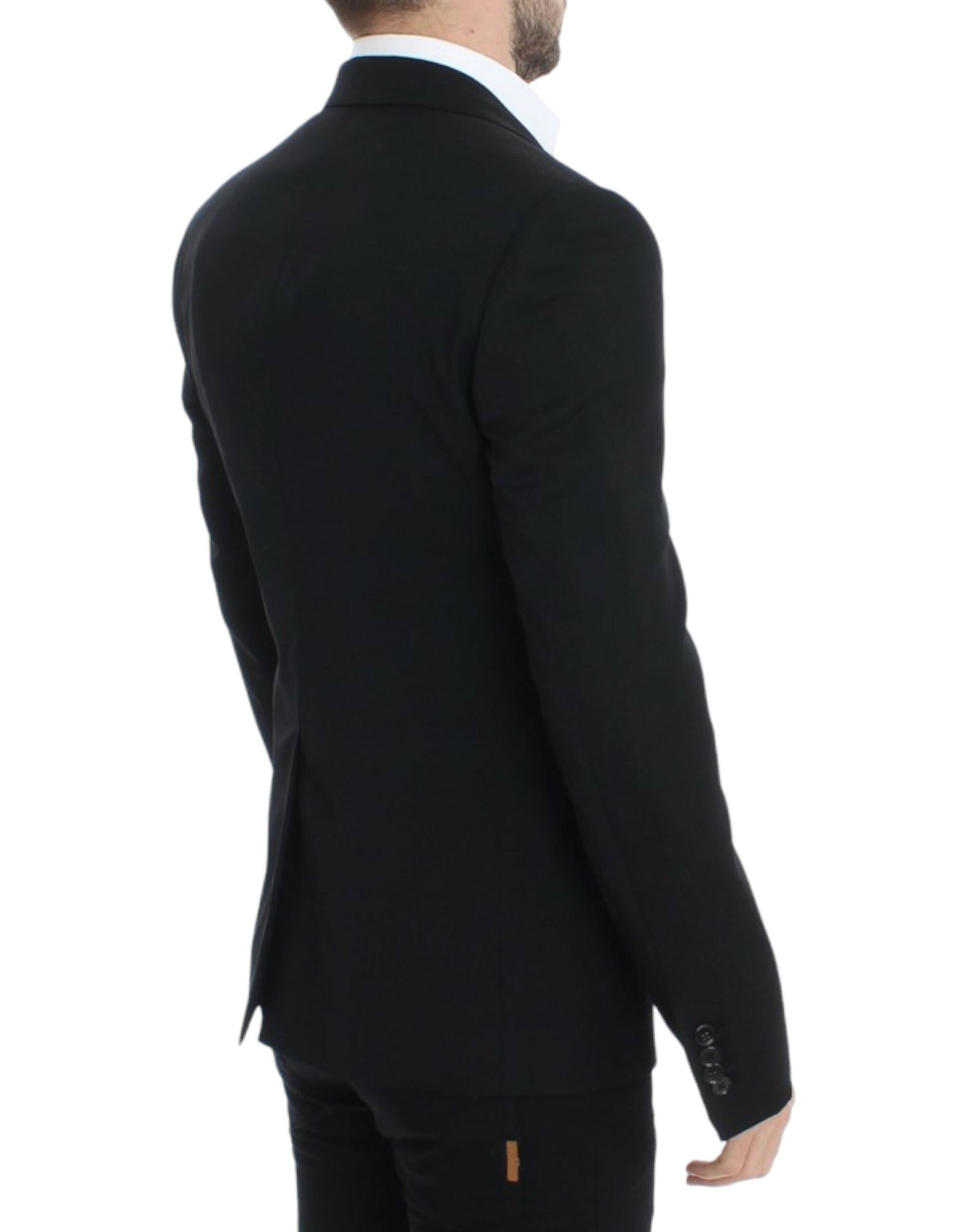 Elegant Slim Fit Black Wool Blazer - GlamHub Luxury and Icon Brand Clothing