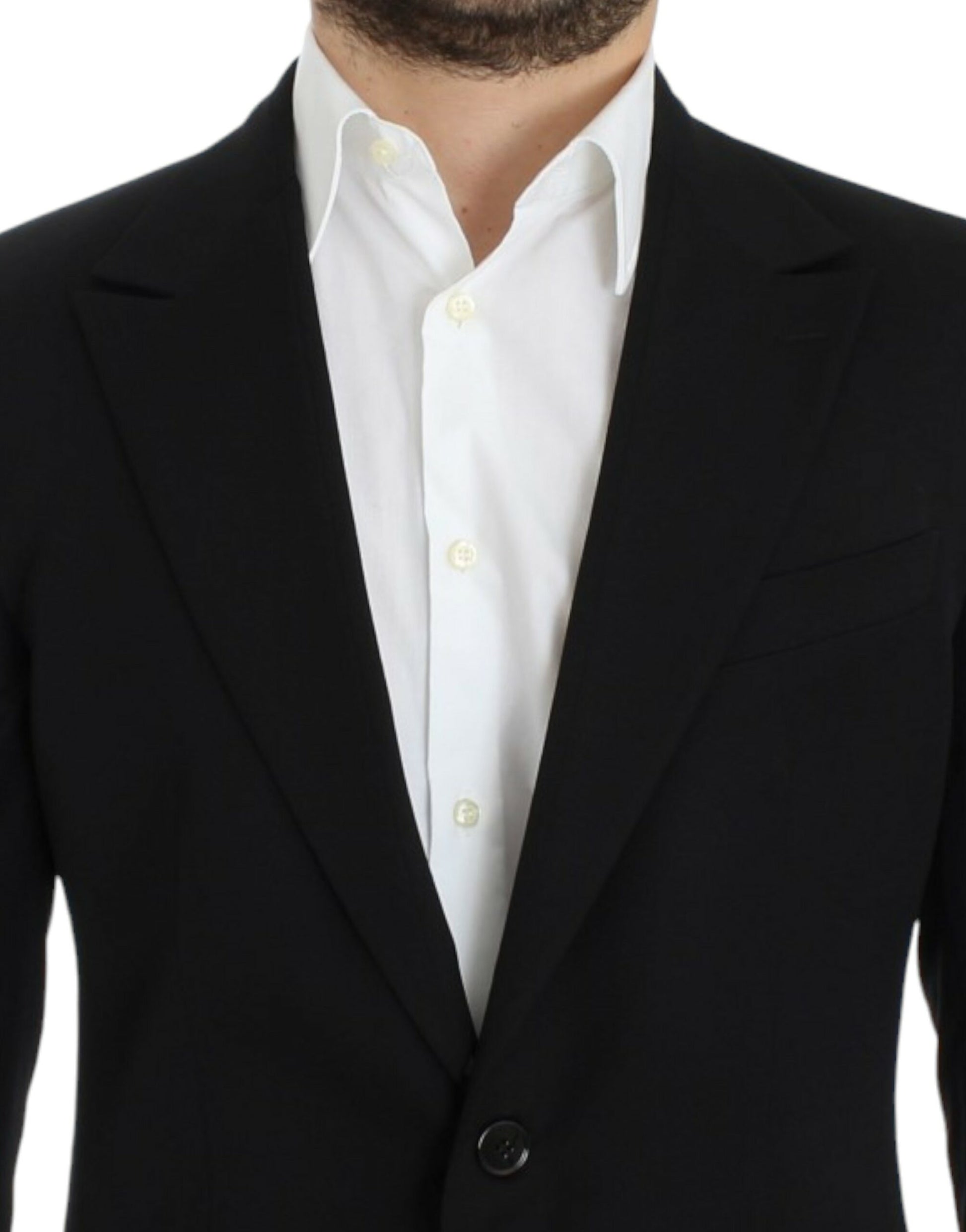 Elegant Slim Fit Black Wool Blazer - GlamHub Luxury and Icon Brand Clothing