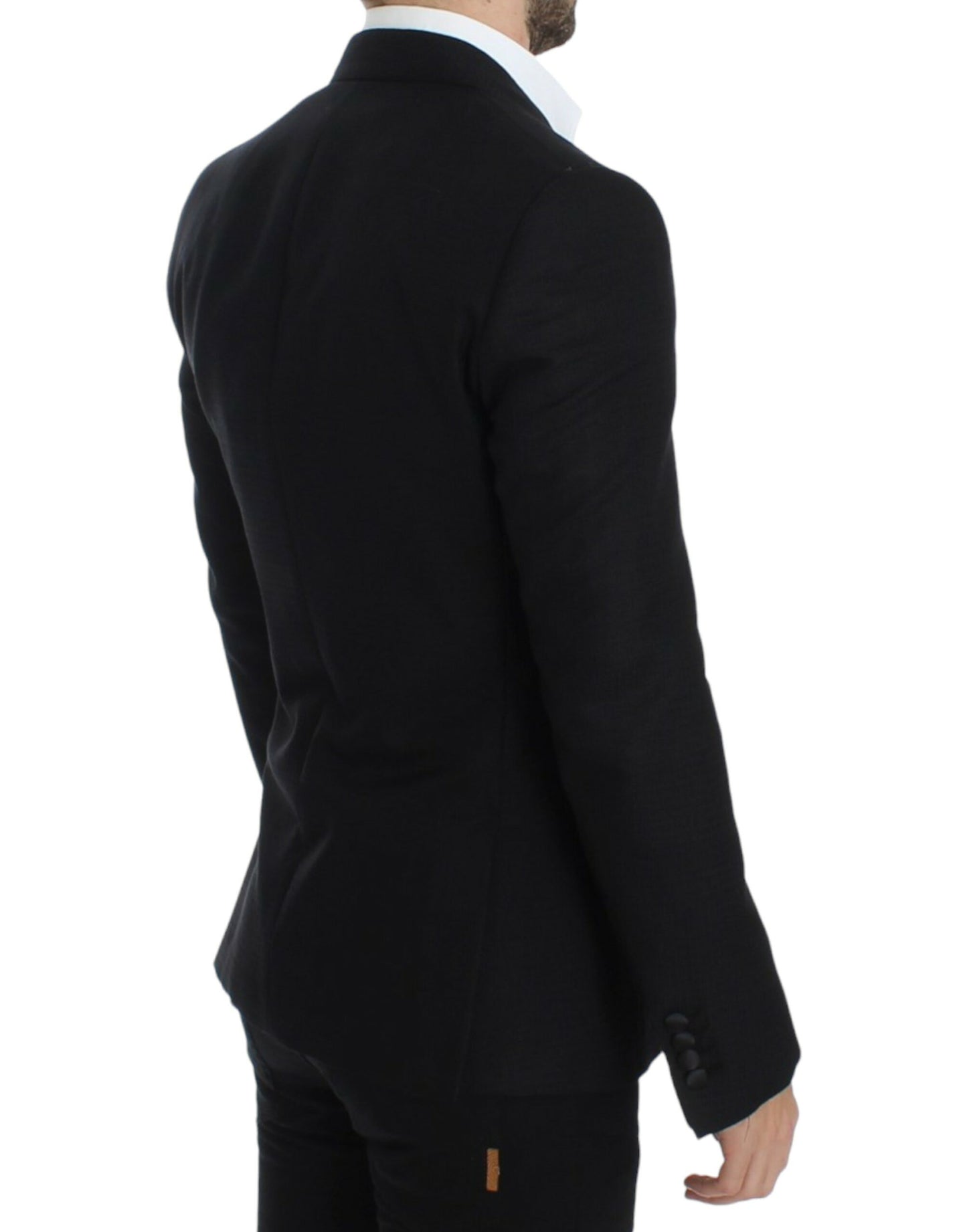 Elegant Black Silk Blend Sicilia Blazer - GlamHub Luxury and Icon Brand Clothing