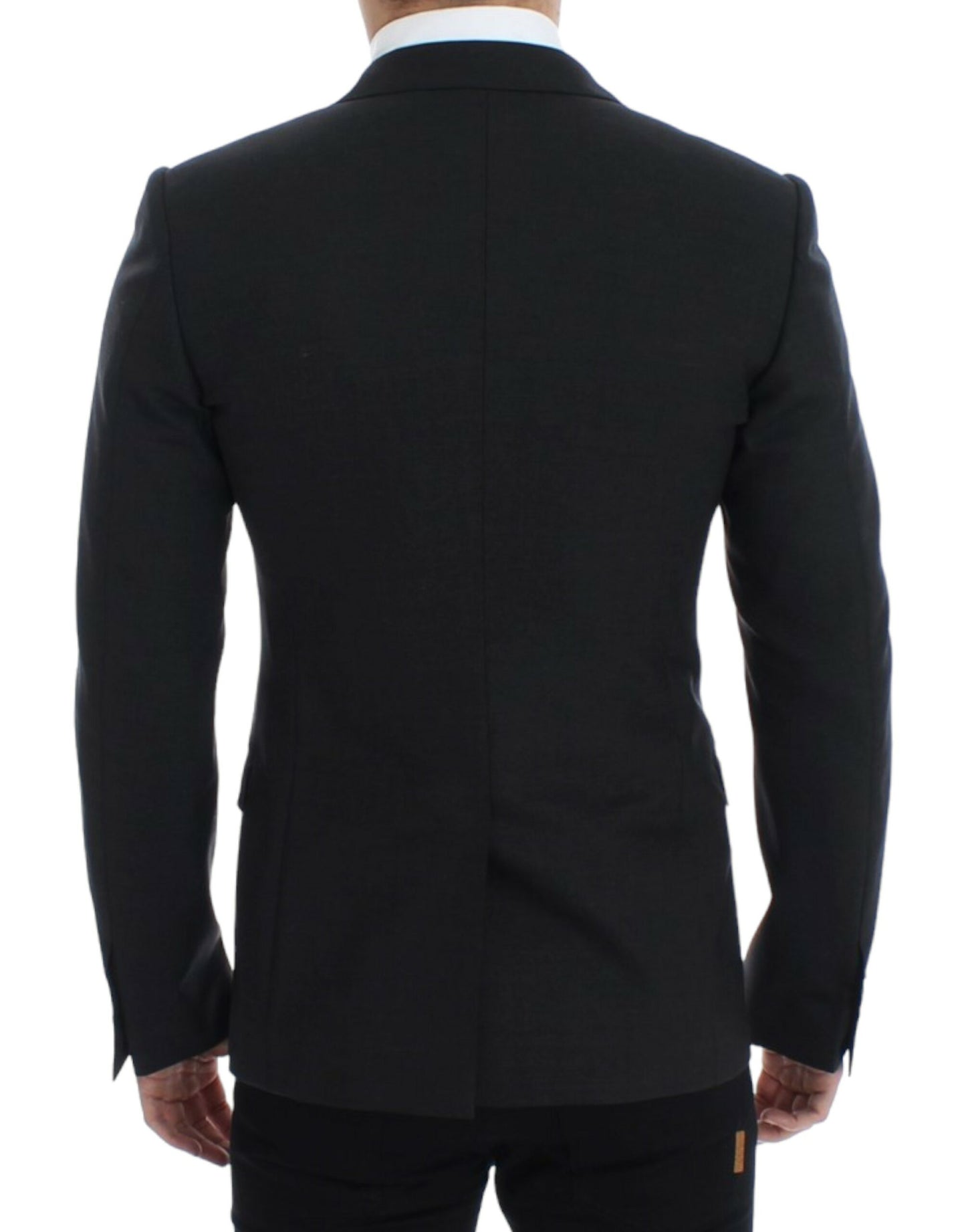 Sleek Gray Wool Slim Fit Blazer - GlamHub Luxury and Icon Brand Clothing