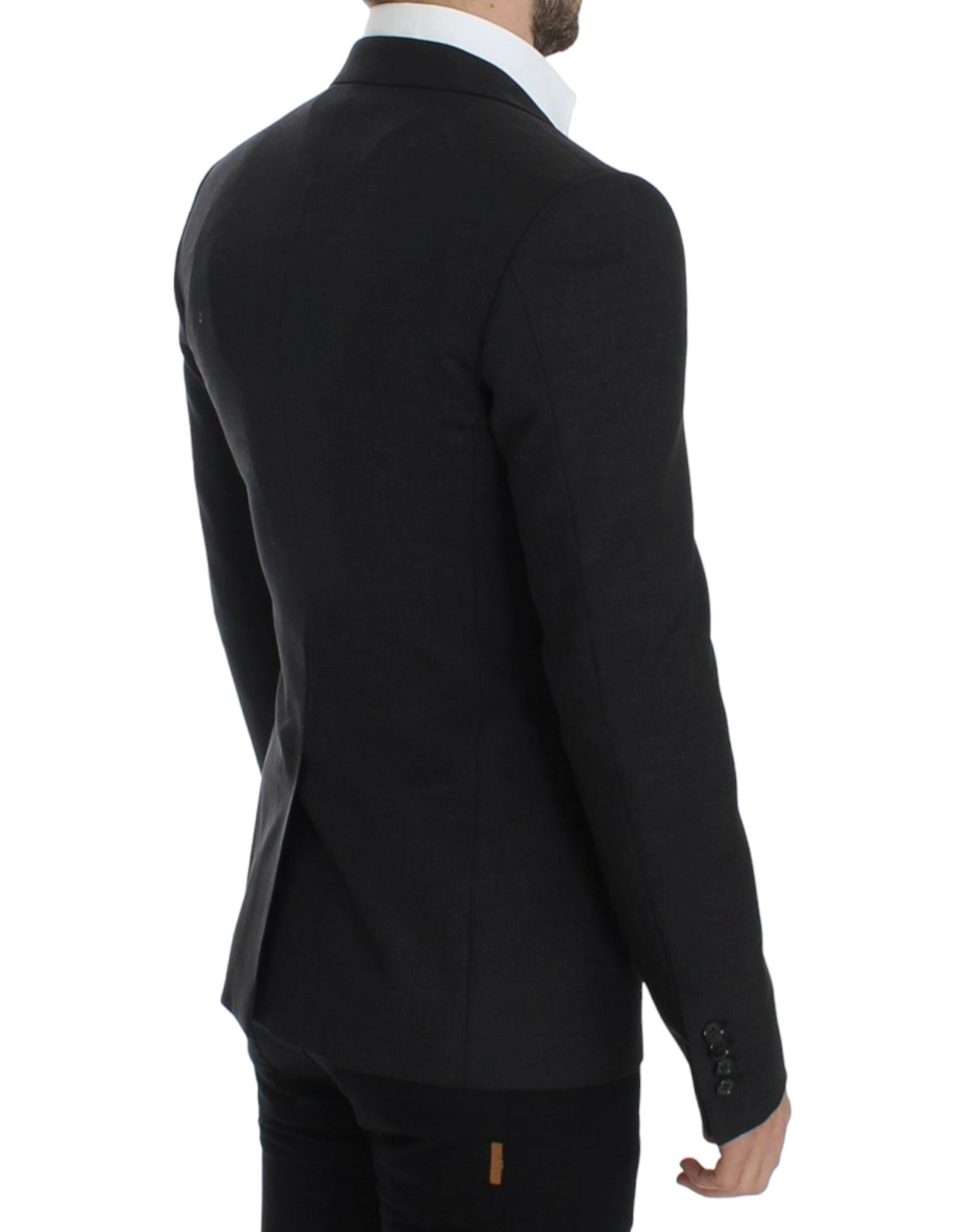 Sleek Gray Wool Slim Fit Blazer - GlamHub Luxury and Icon Brand Clothing