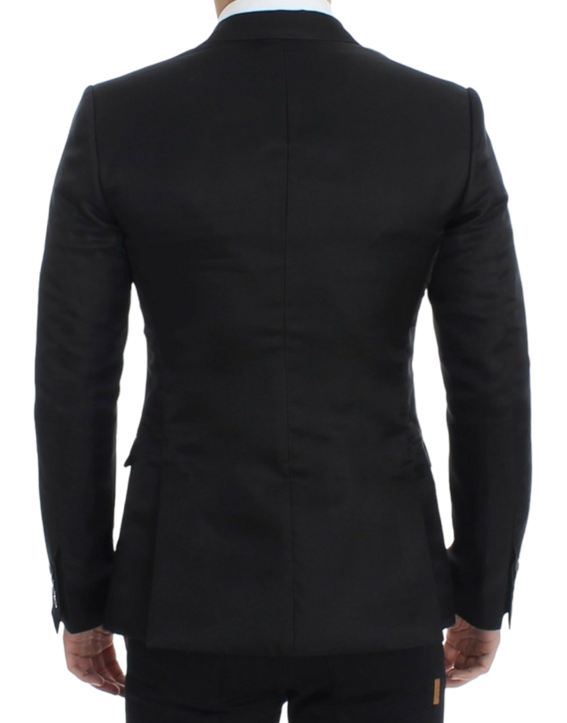 Elegant Black Silk Blend Two-Button Blazer - GlamHub Luxury and Icon Brand Clothing