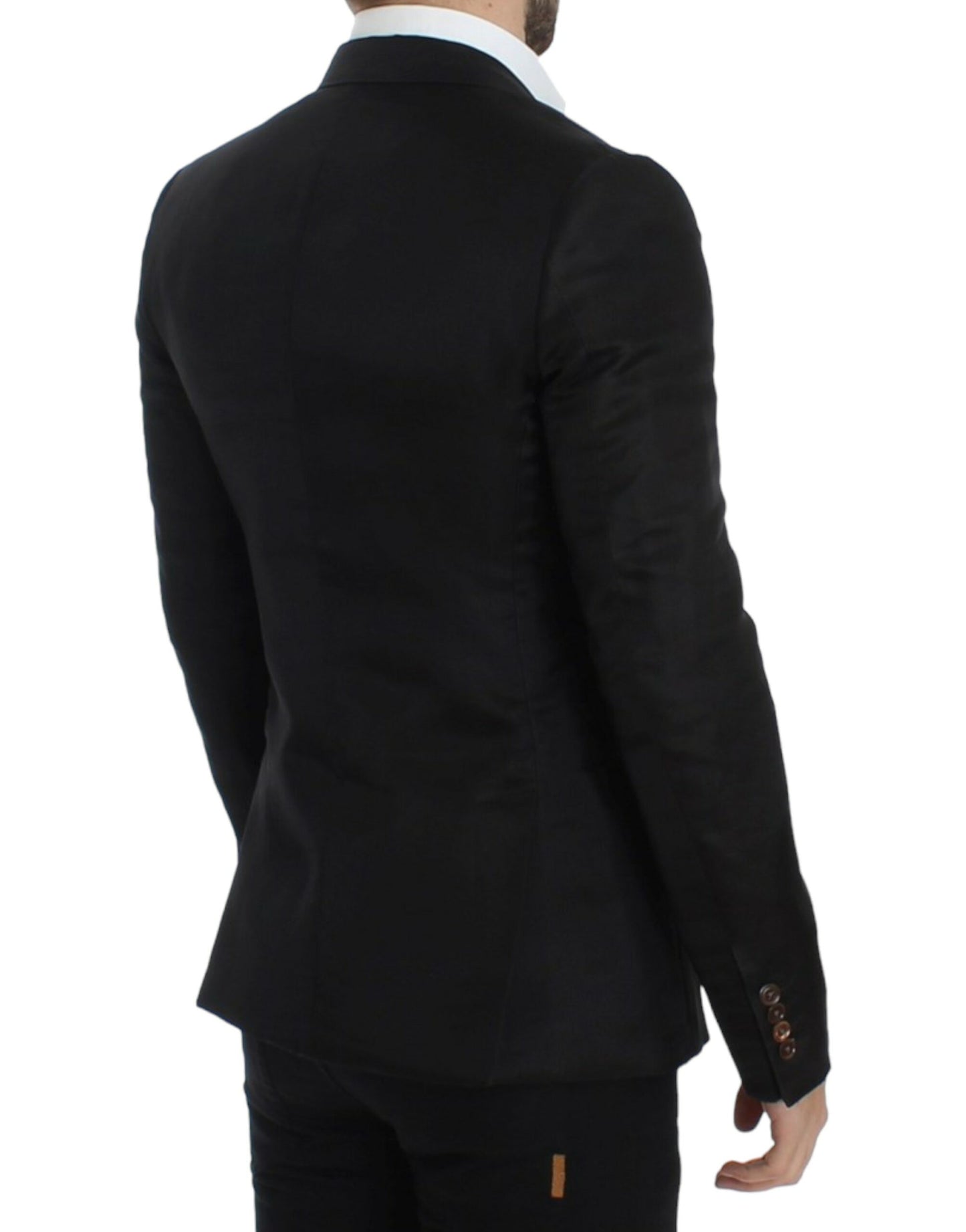 Elegant Black Silk Blend Two-Button Blazer - GlamHub Luxury and Icon Brand Clothing