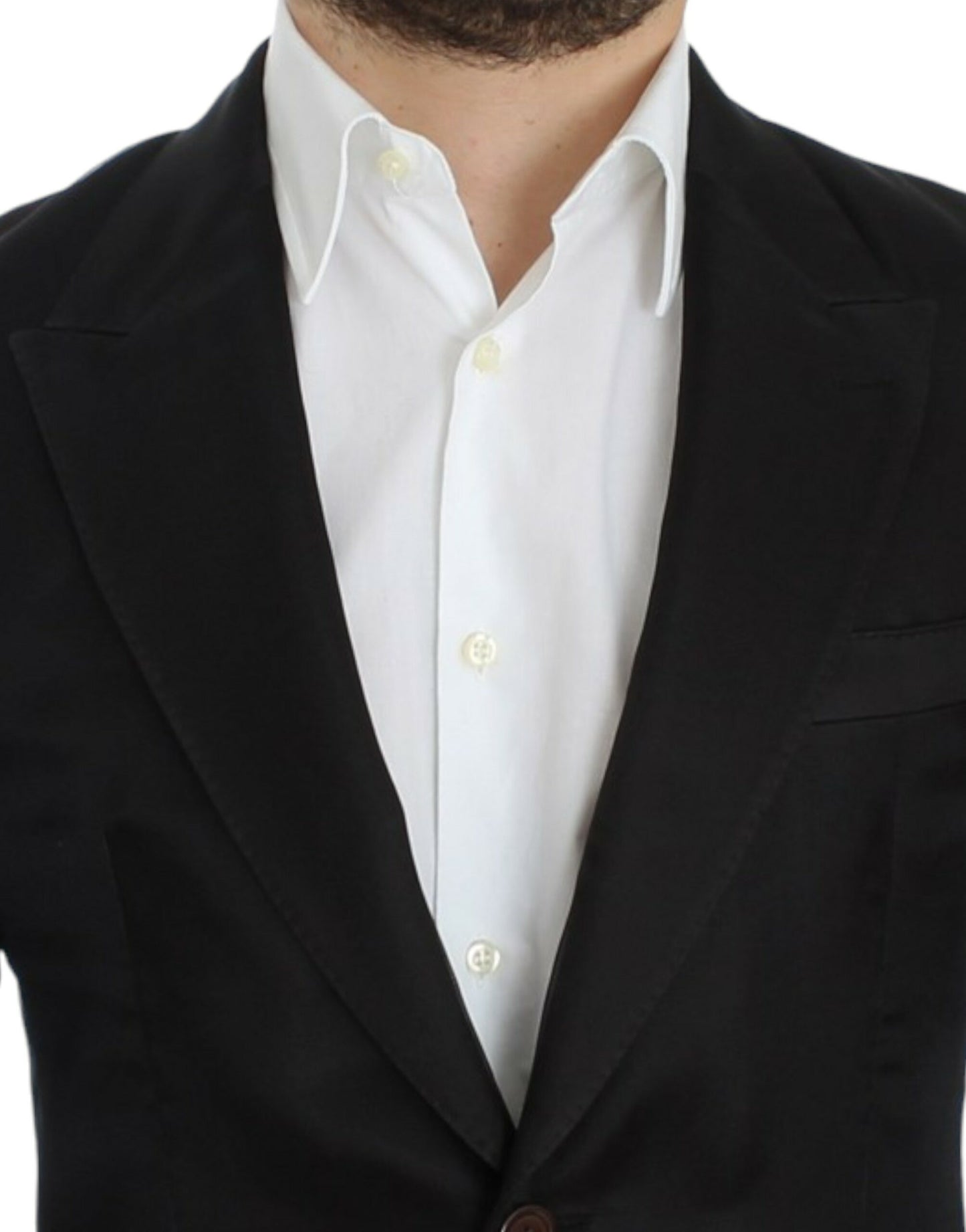 Elegant Black Silk Blend Two-Button Blazer - GlamHub Luxury and Icon Brand Clothing