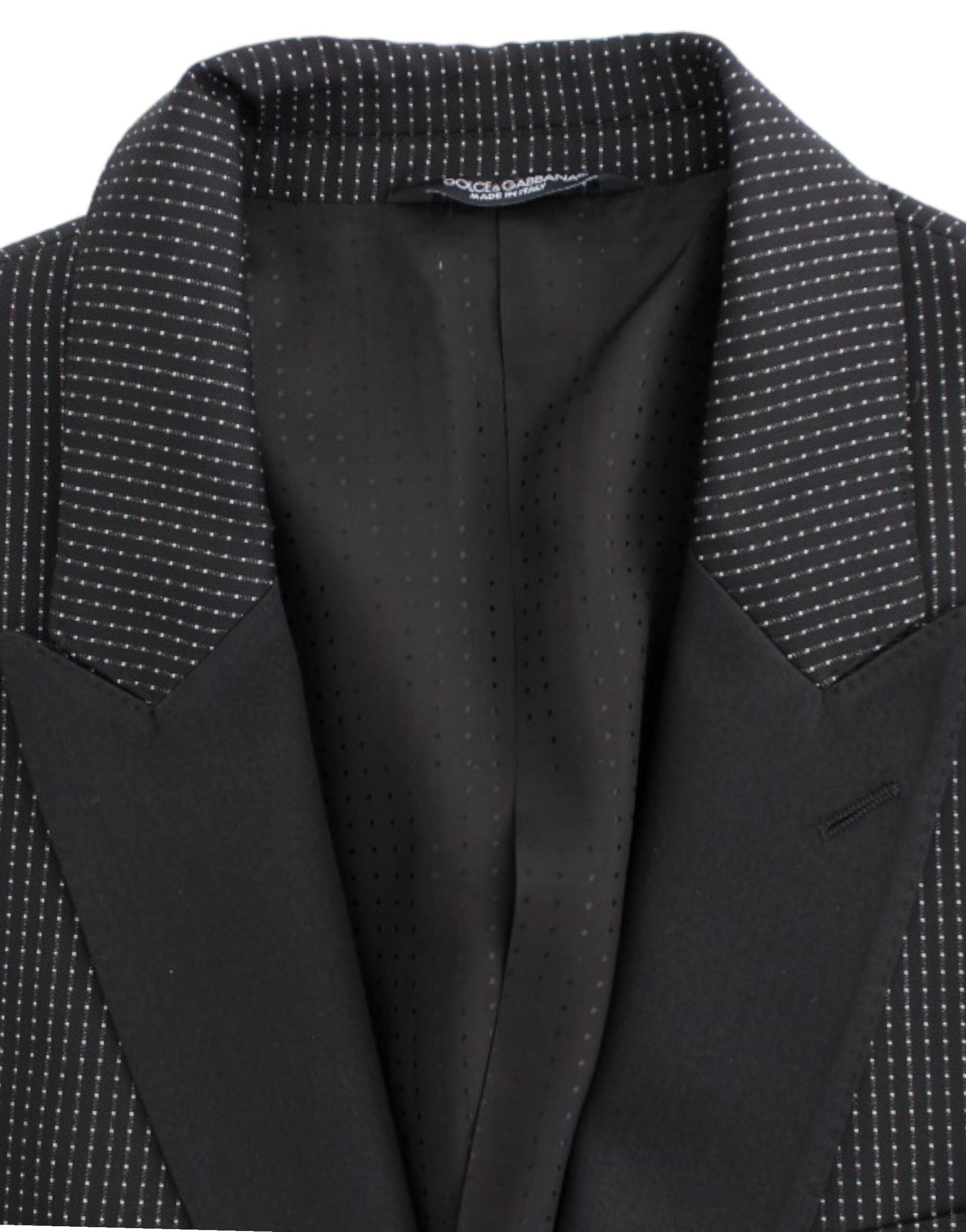 Elegant Black Polka Dotted Slim Fit Blazer - GlamHub Luxury and Icon Brand Clothing