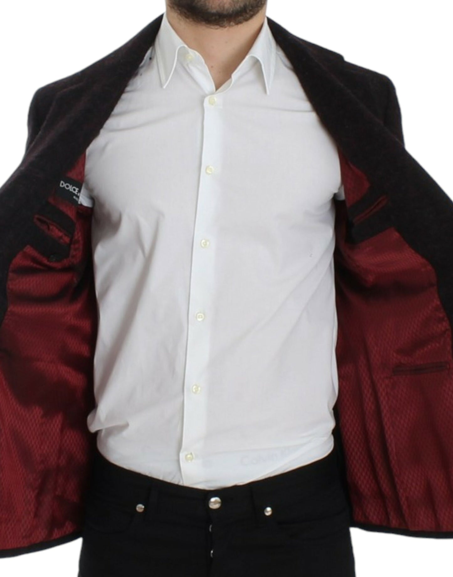 Bordeaux Alpaga Two-Button Blazer Jacket - GlamHub Luxury and Icon Brand Clothing