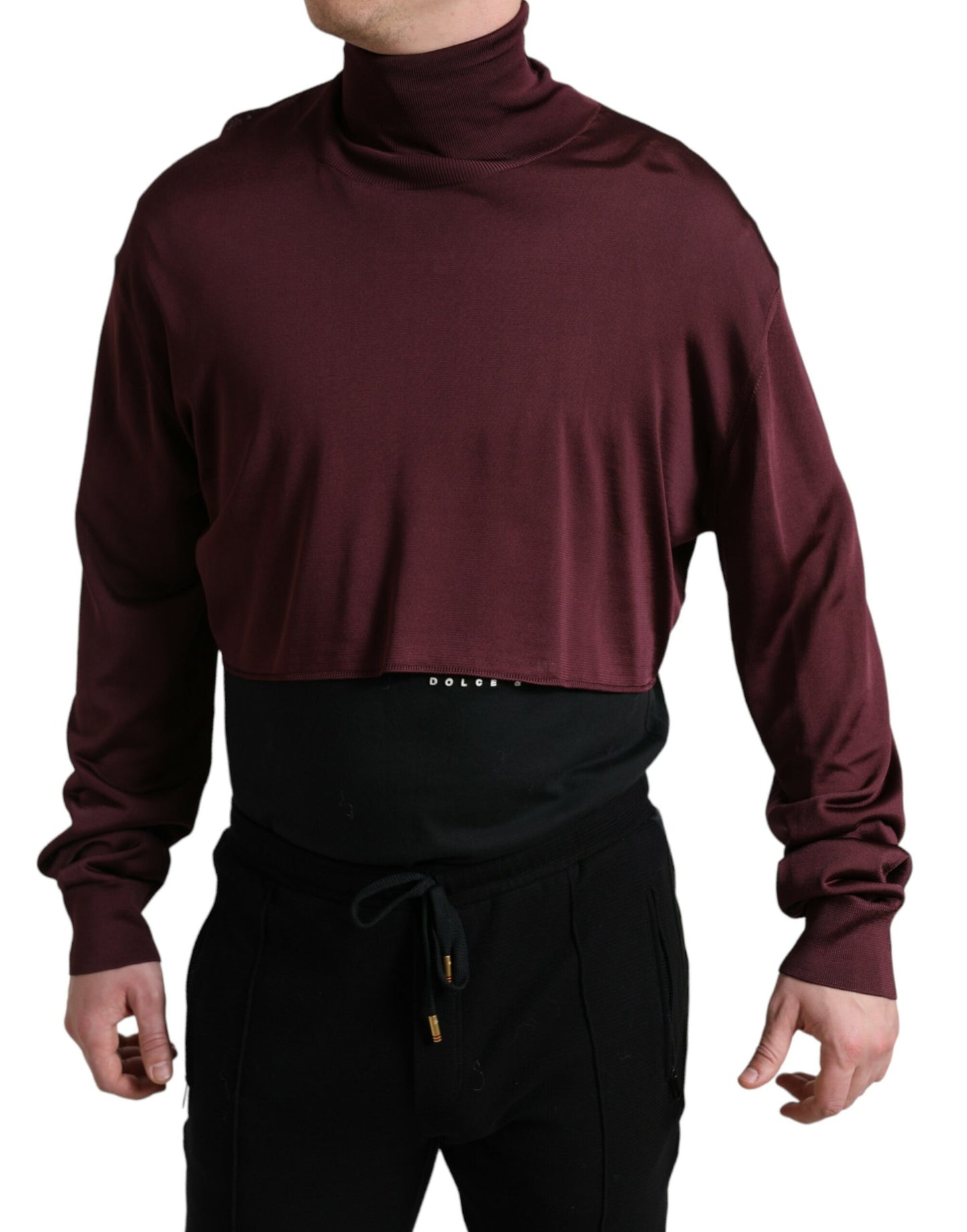 Dolce & Gabbana Maroon Turtleneck Viscose Sweater