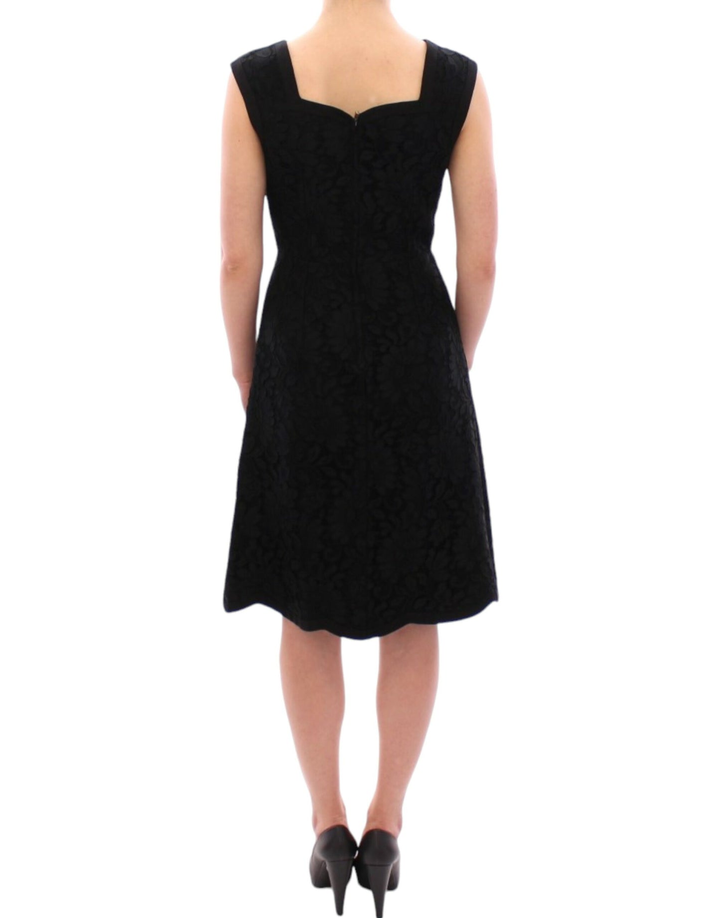 Elegant Black Floral Lace Dress - GlamHub Luxury and Icon Brand Clothing