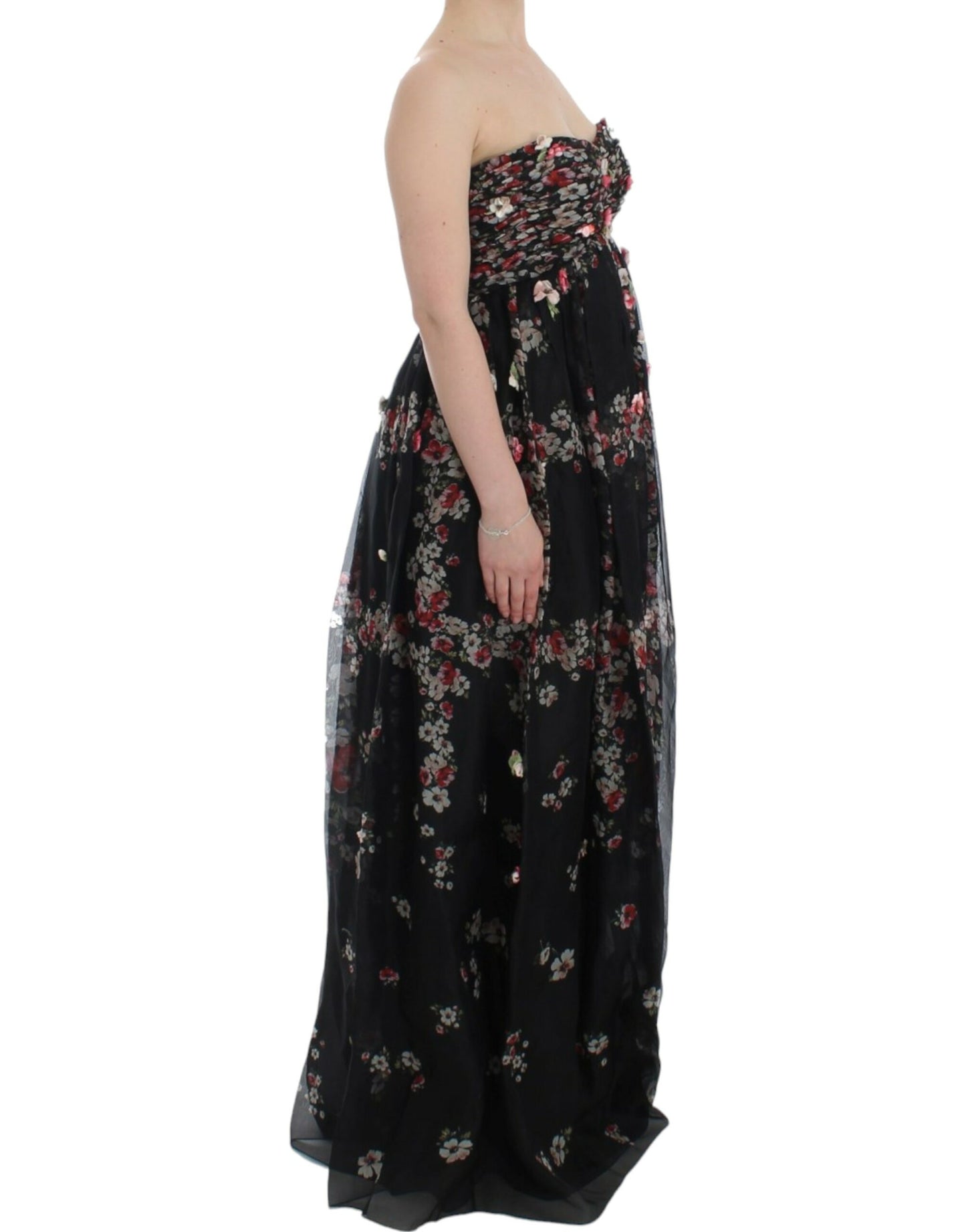 Elegant Strapless Silk Maxi Dress - GlamHub Luxury and Icon Brand Clothing