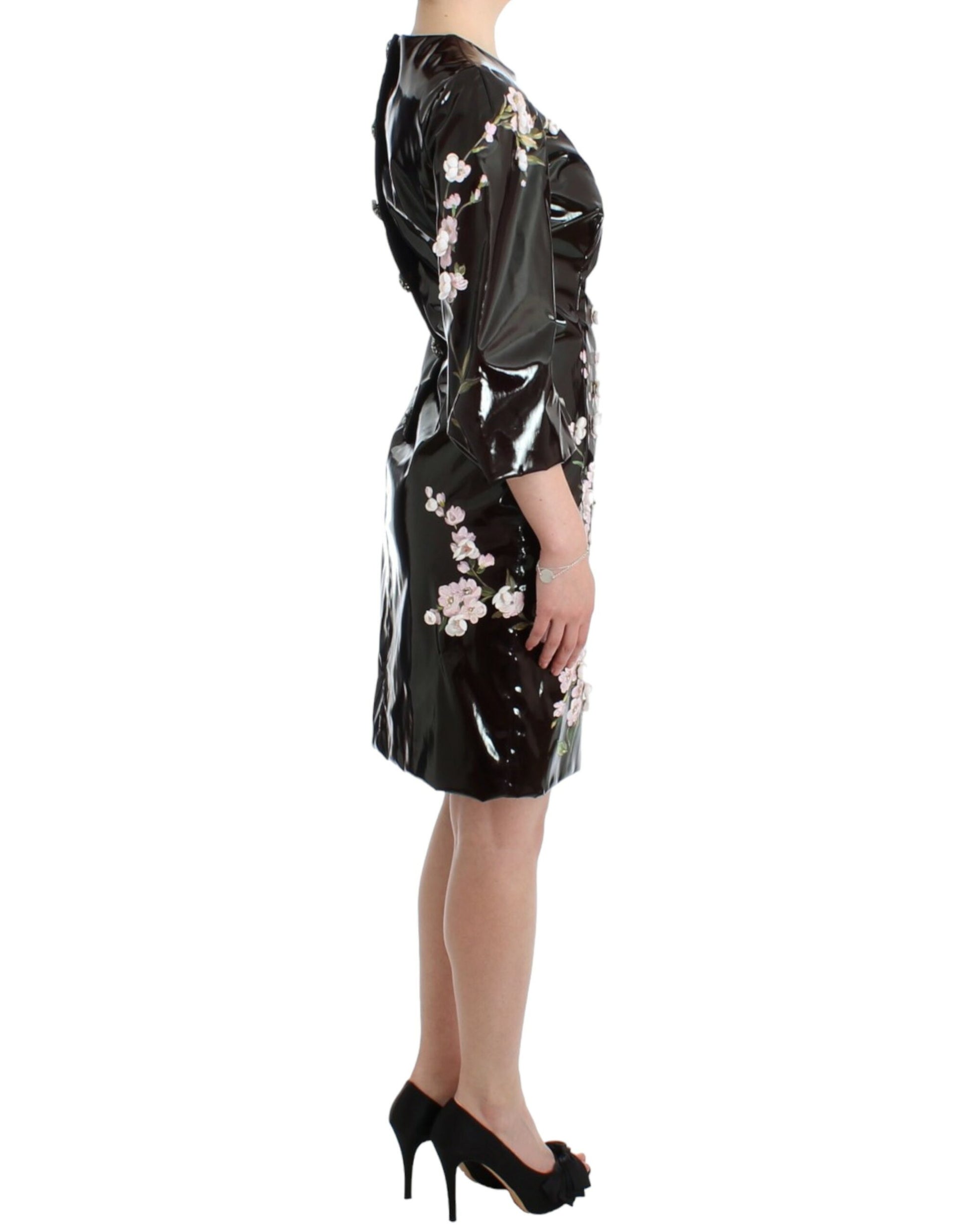 Elegant Floral Embellished Shift Dress - GlamHub Luxury and Icon Brand Clothing