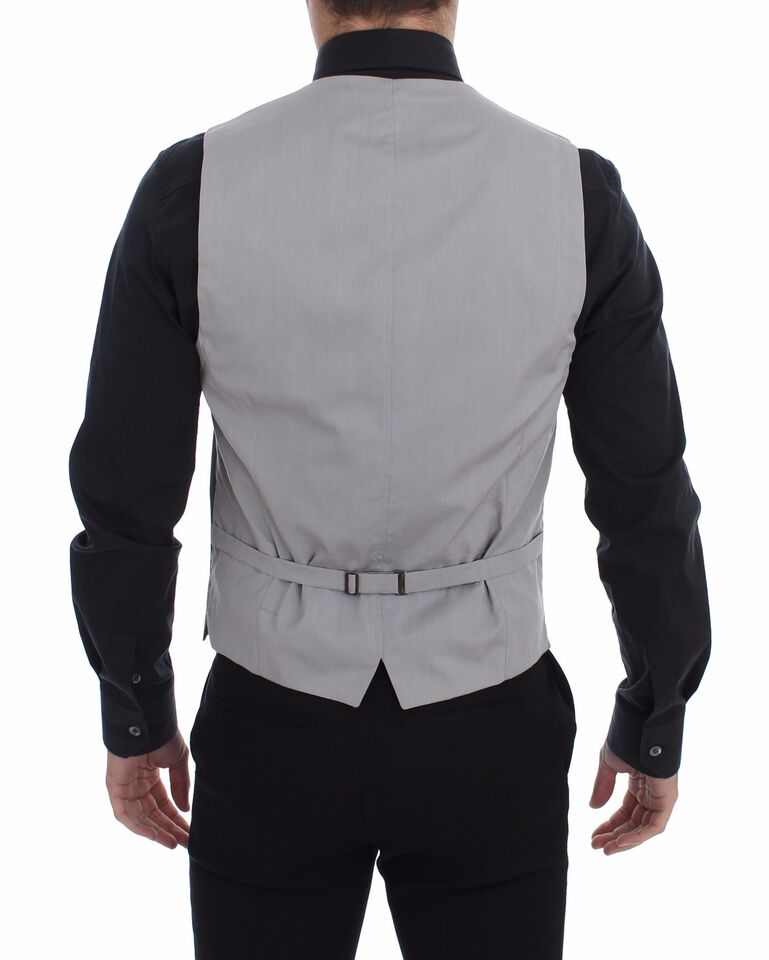 Elegant Gray Slim Fit Dress Vest - GlamHub Luxury and Icon Brand Clothing