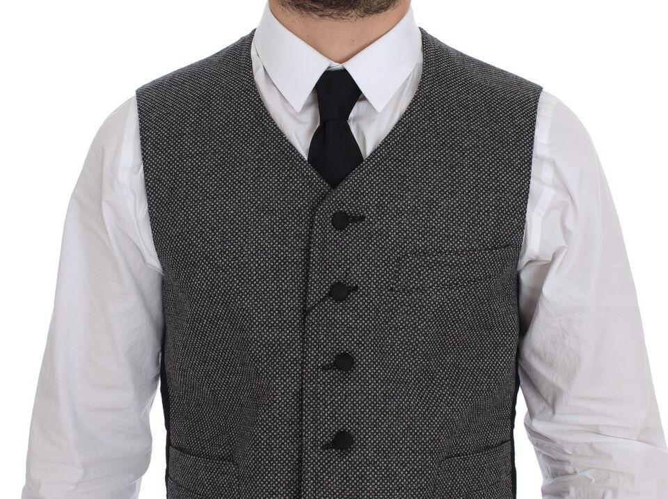 Elegant Single Breasted Gray Dress Vest - GlamHub Luxury and Icon Brand Clothing