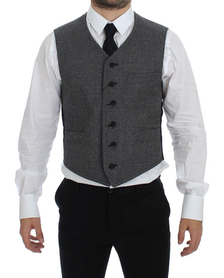 Elegant Single Breasted Gray Dress Vest - GlamHub Luxury and Icon Brand Clothing