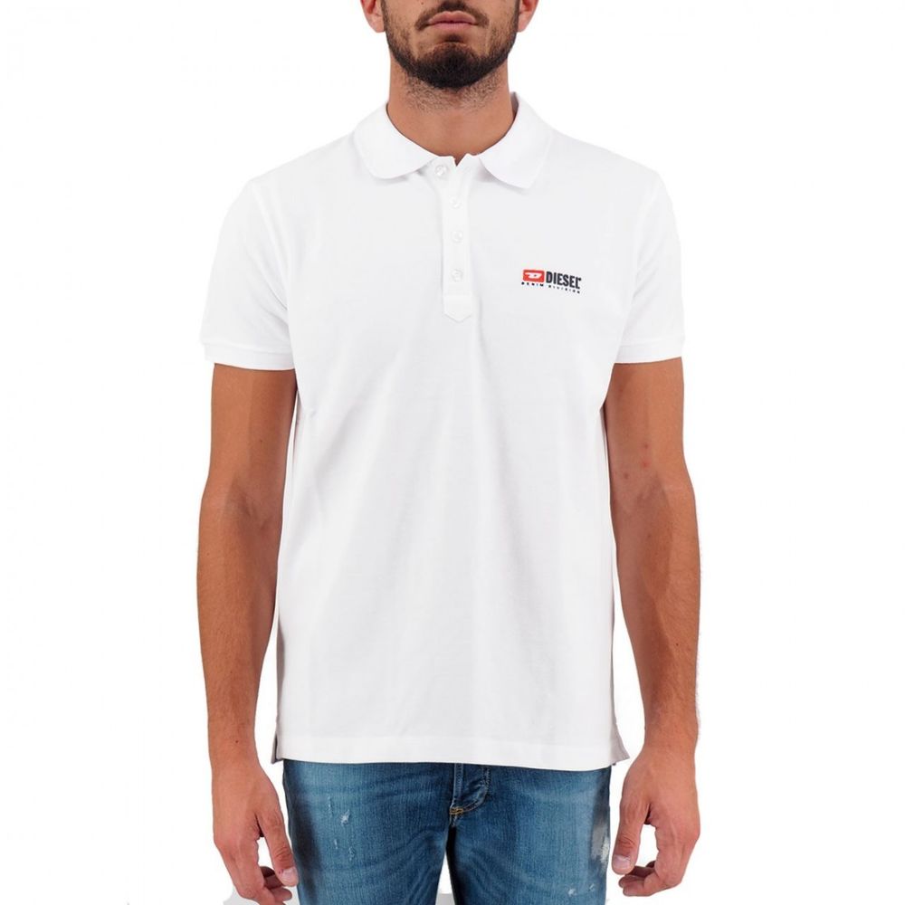 Elegant White Cotton Polo Shirt with Contrasting Logo - GLAMHUB BOUTIQUE 