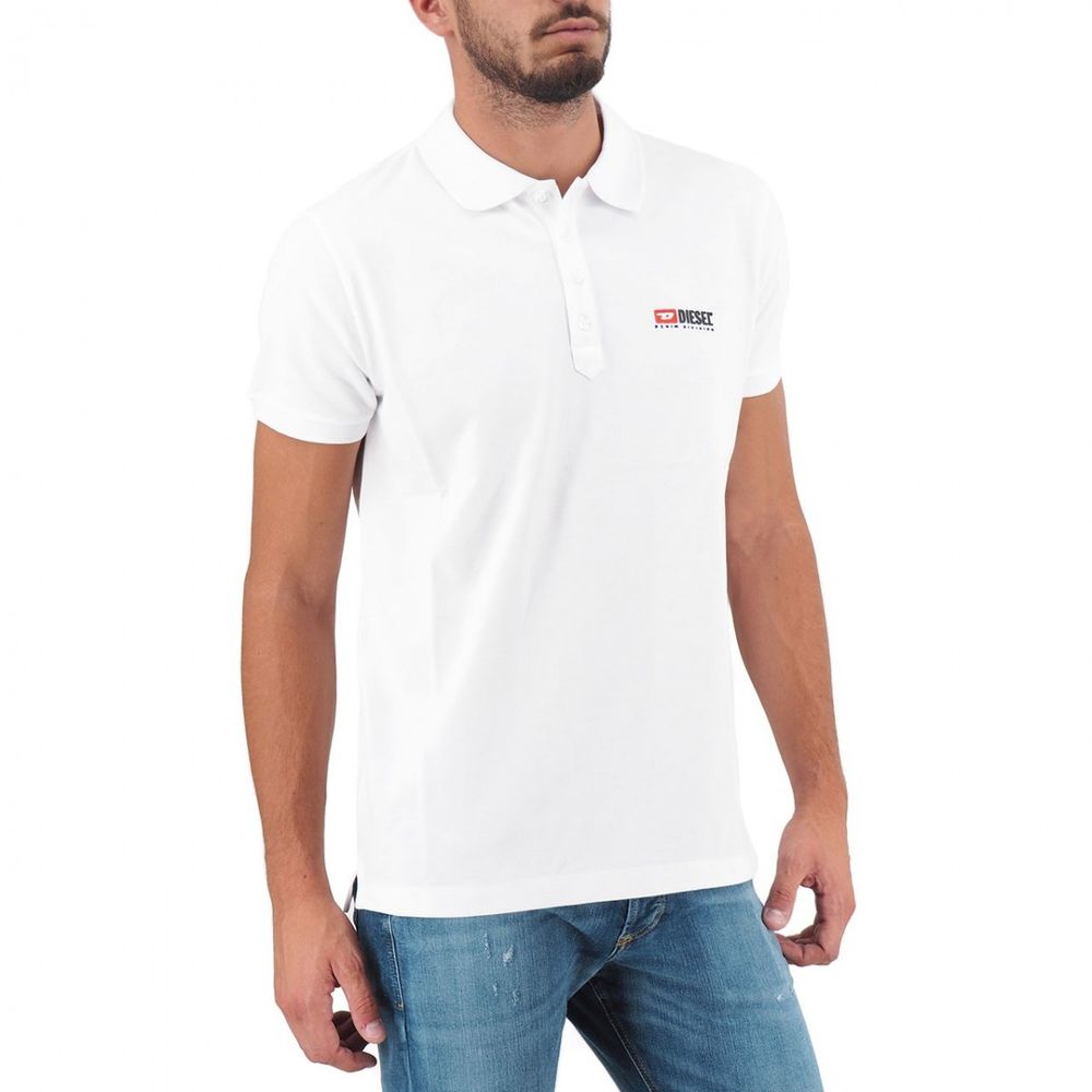 Elegant White Cotton Polo Shirt with Contrasting Logo - GLAMHUB BOUTIQUE 