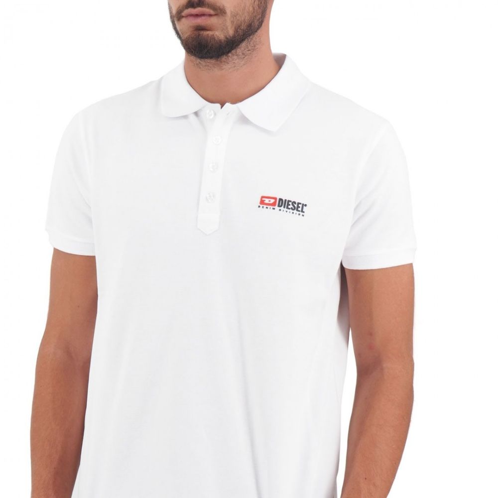 Elegant White Cotton Polo Shirt with Contrasting Logo - GLAMHUB BOUTIQUE 