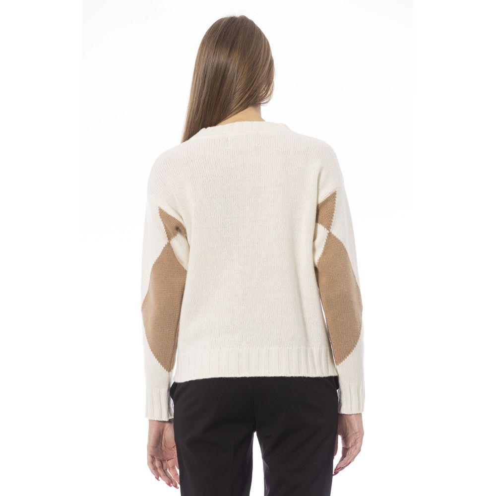 Beige Wool Women Sweater - GlamHub Luxury and Icon Brand Clothing