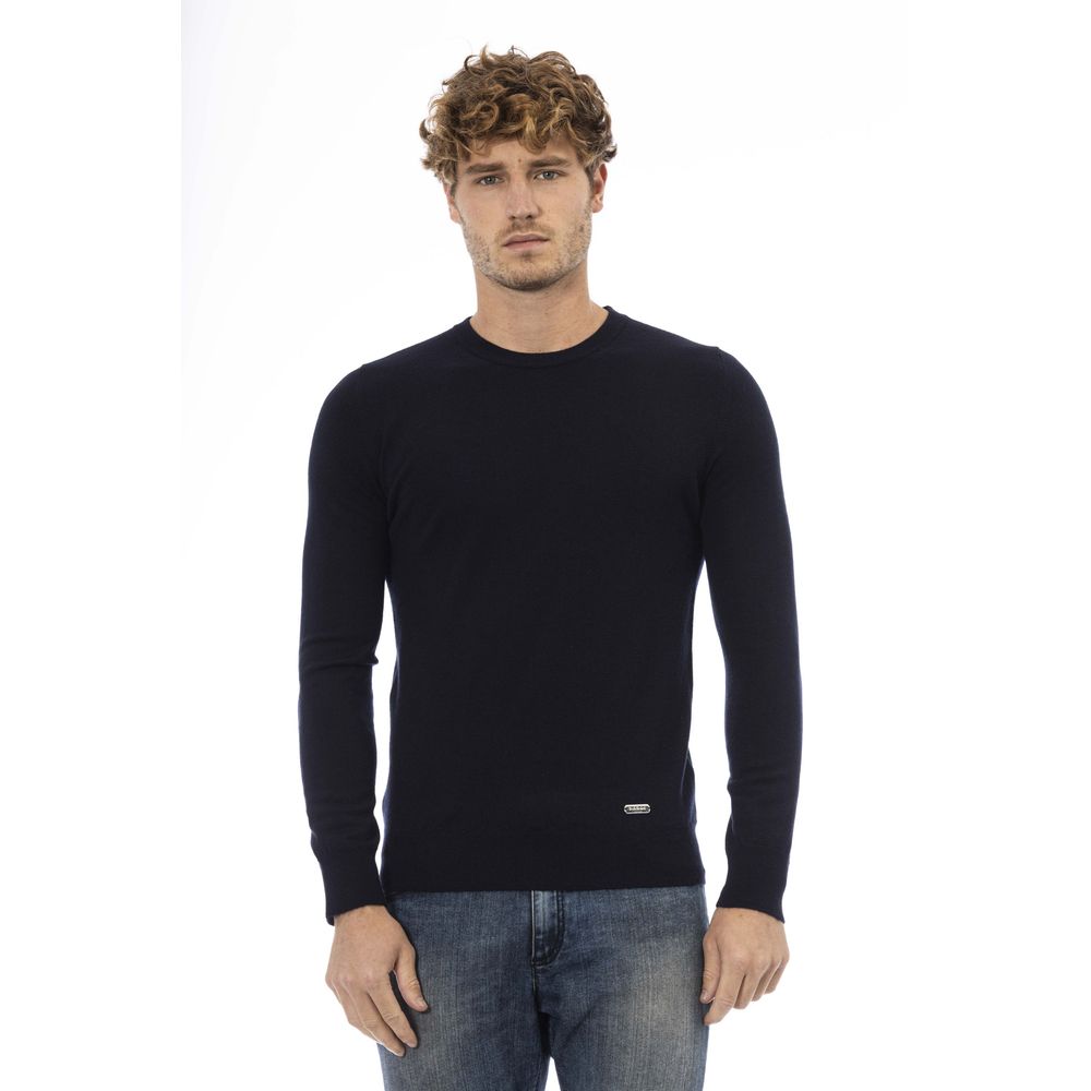 Blue Wool Men Sweater - GlamHub Luxury and Icon Brand Clothing